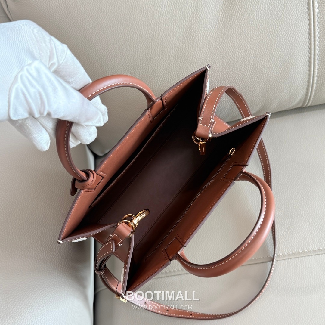 Burberry TB Canvas Tote 044173 Tanned Leather Beige Bag 버버리 TB 캔버스 토트 044173 태닝 레더 베이지 27cm 7