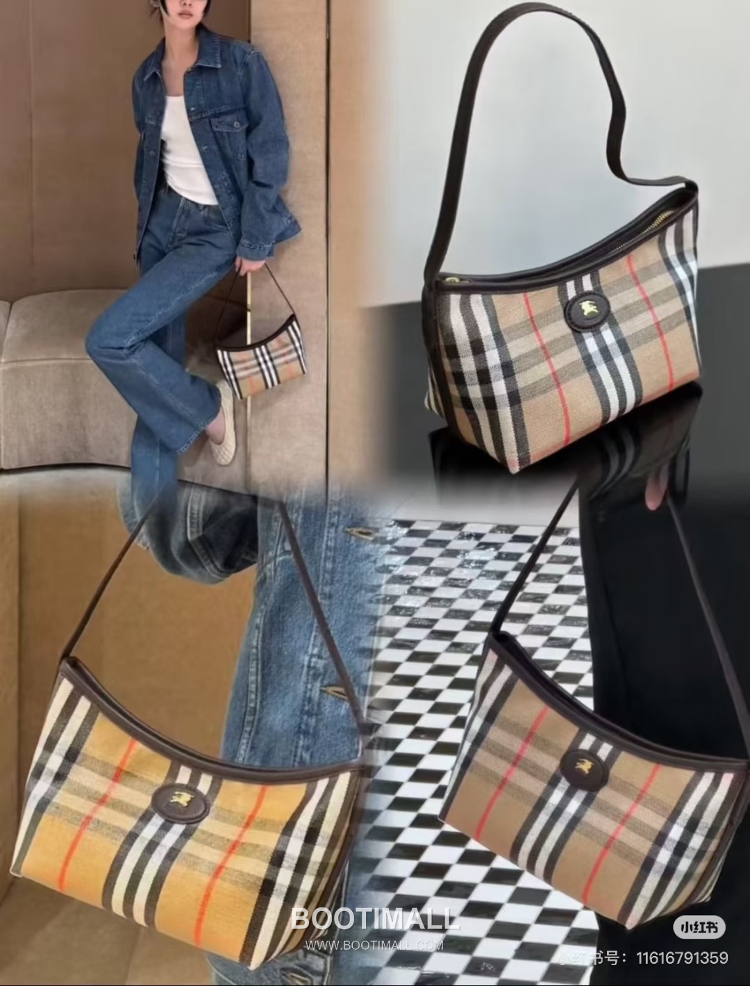 Burberry Jacquard Check EKD Cotton Linen Blend Beige Shoulder Bag 버버리 자카드 체크 EKD 코튼 린넨 혼방 베이지 숄더백 26cm 3