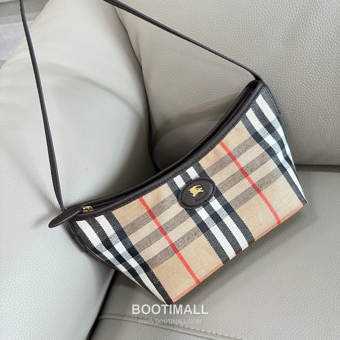 Burberry Jacquard Check EKD Cotton Linen Blend Beige Shoulder Bag 버버리 자카드 체크 EKD 코튼 린넨 혼방 베이지 숄더백 26cm 10