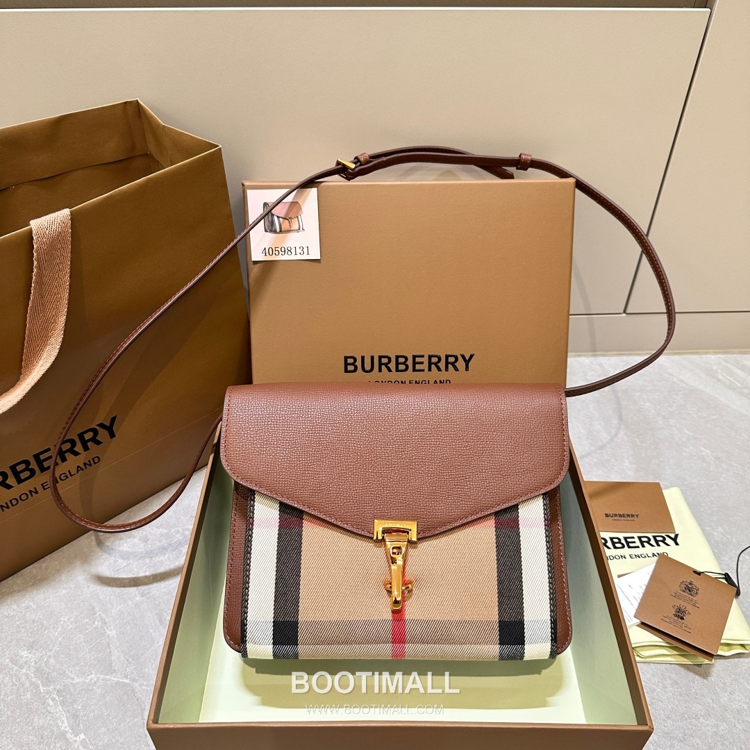 Burberry House Check Grained Leather 813153 Beige Crossbody Bag 버버리 하우스 체크 그레인드 레더 813153 베이지 크로스백 24cm 1