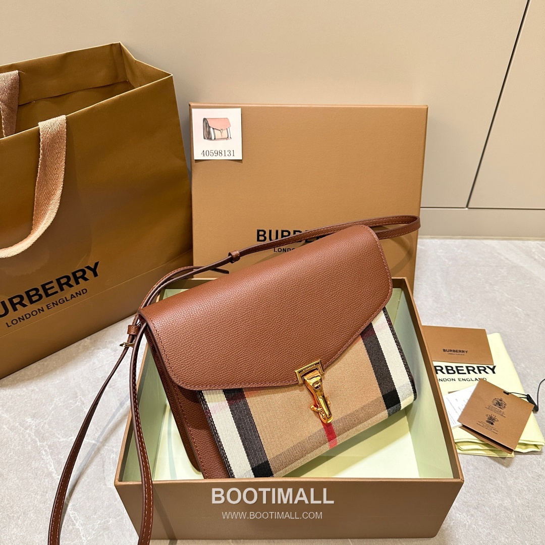 Burberry House Check Grained Leather 813153 Beige Crossbody Bag 버버리 하우스 체크 그레인드 레더 813153 베이지 크로스백 24cm 2