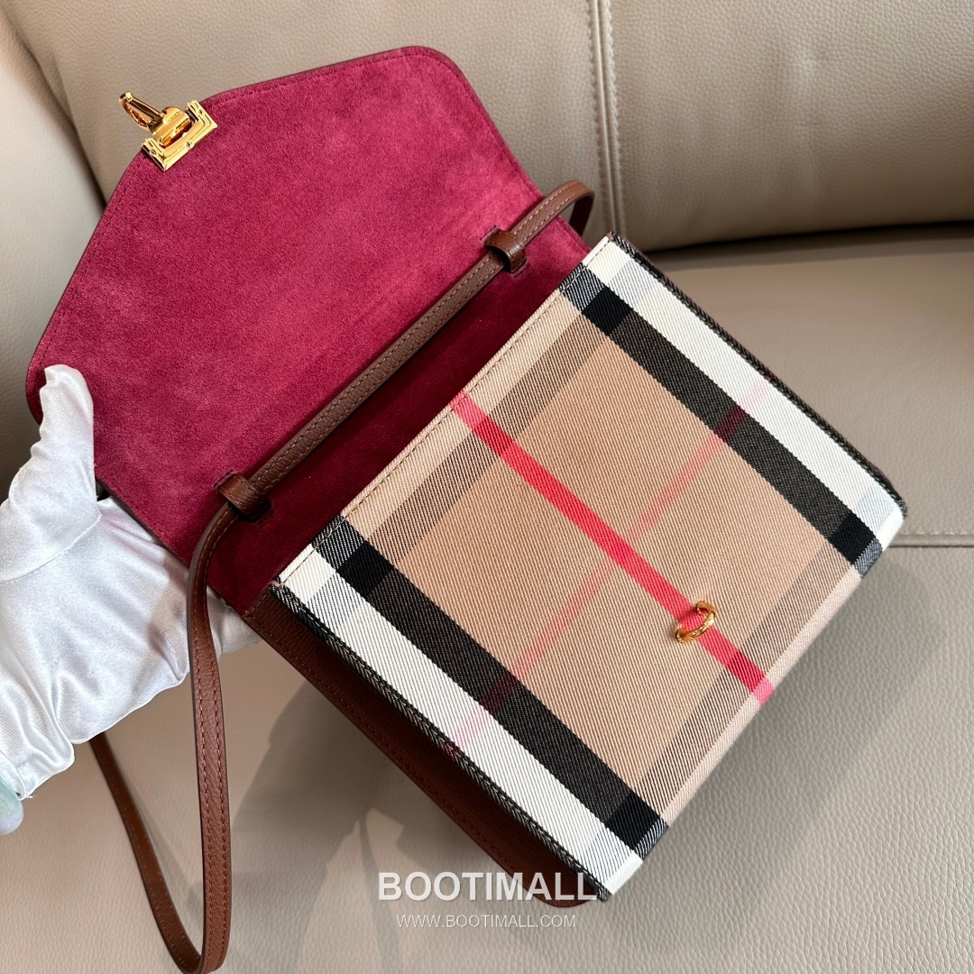 Burberry House Check Grained Leather 813153 Beige Crossbody Bag 버버리 하우스 체크 그레인드 레더 813153 베이지 크로스백 24cm 7