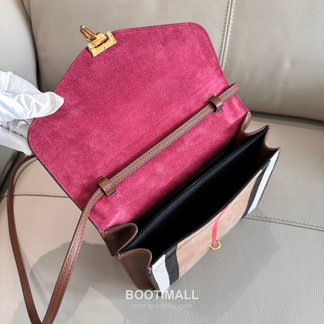 Burberry House Check Grained Leather 813153 Beige Crossbody Bag 버버리 하우스 체크 그레인드 레더 813153 베이지 크로스백 24cm 8