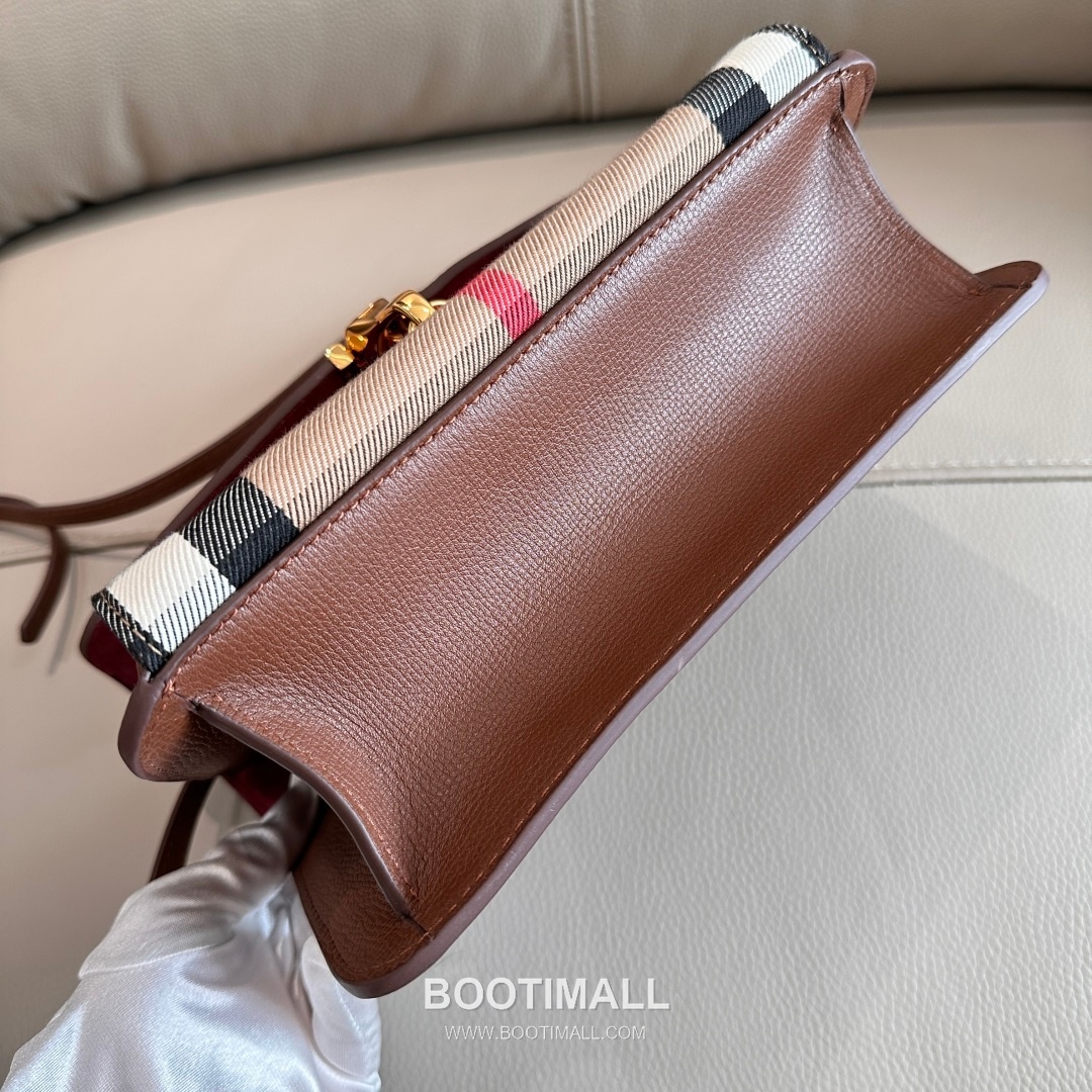 Burberry House Check Grained Leather 813153 Beige Crossbody Bag 버버리 하우스 체크 그레인드 레더 813153 베이지 크로스백 24cm 12