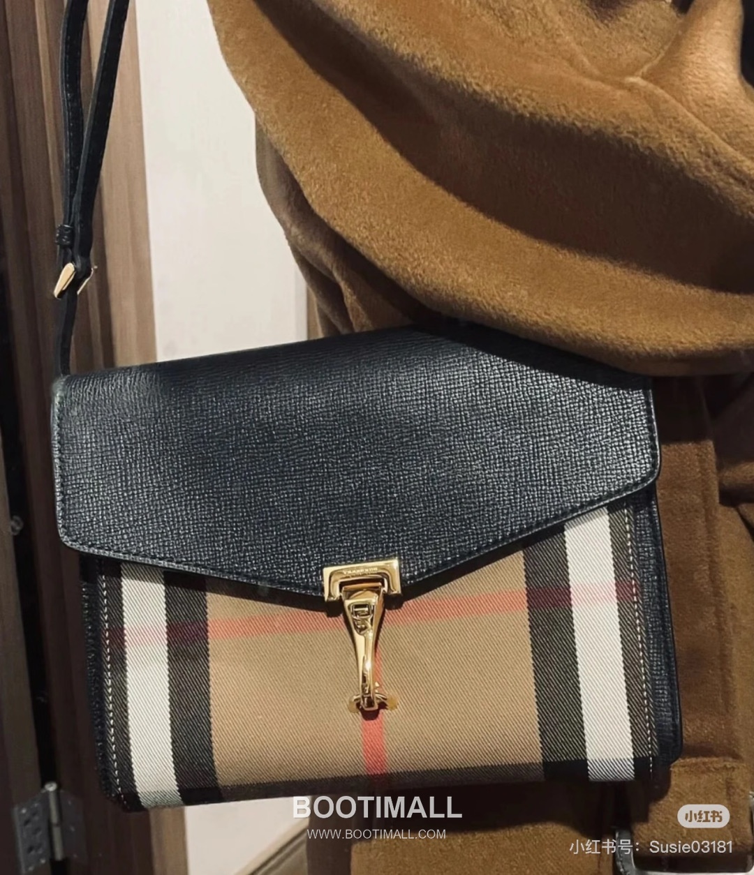 Burberry House Check Grained Leather 813153 Beige Crossbody Bag 버버리 하우스 체크 그레인드 레더 813153 베이지 크로스백 24cm 4