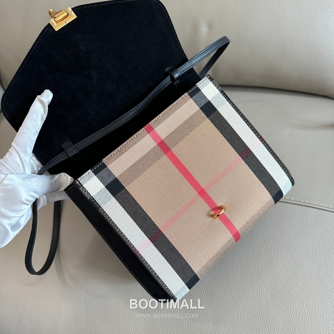 Burberry House Check Grained Leather 813153 Beige Crossbody Bag 버버리 하우스 체크 그레인드 레더 813153 베이지 크로스백 24cm 16