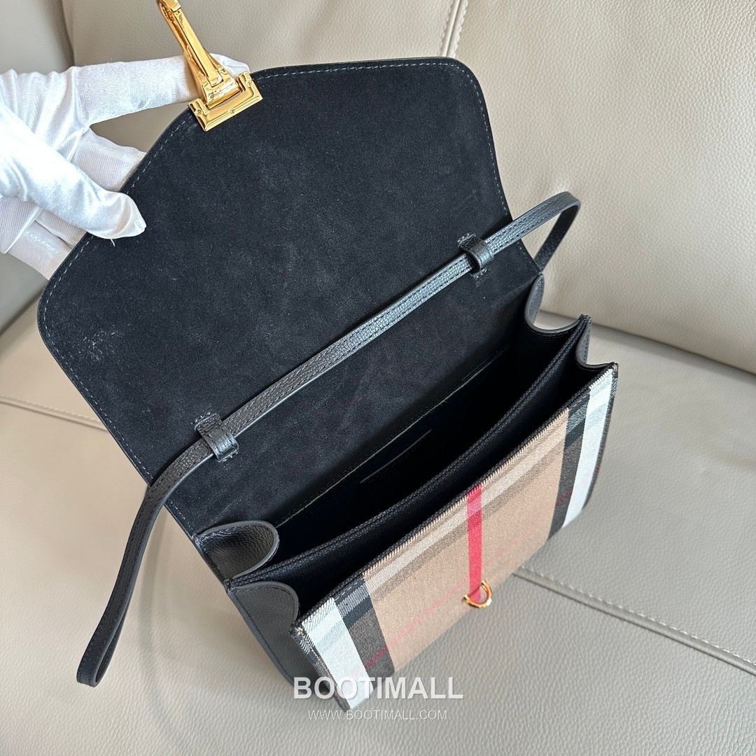 Burberry House Check Grained Leather 813153 Beige Crossbody Bag 버버리 하우스 체크 그레인드 레더 813153 베이지 크로스백 24cm 17