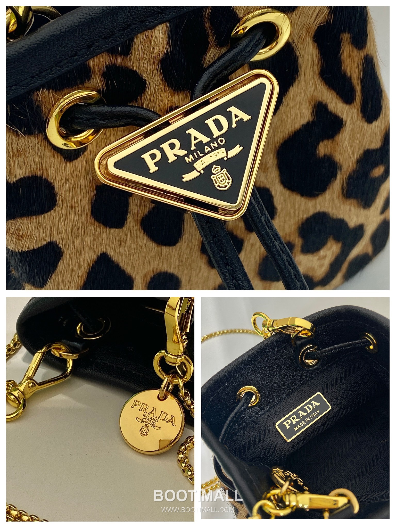 Prada Enamel Triangle Logo Leopard Print Mini Bucket Bag 1NR016 프라다 에나멜 트라이앵글 로고 레오파드 미니 버킷백 12cm 9