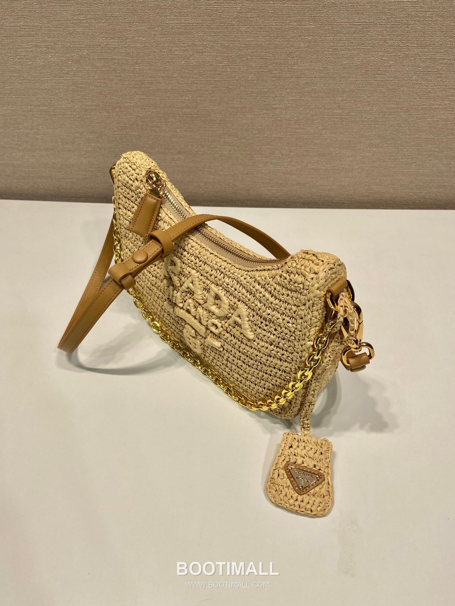 Prada Woven Logo Hobo Straw Beige Shoulder Bag 프라다 1BC204B 우븐 로고 호보 스트로 베이지 숄더백 23cm 3