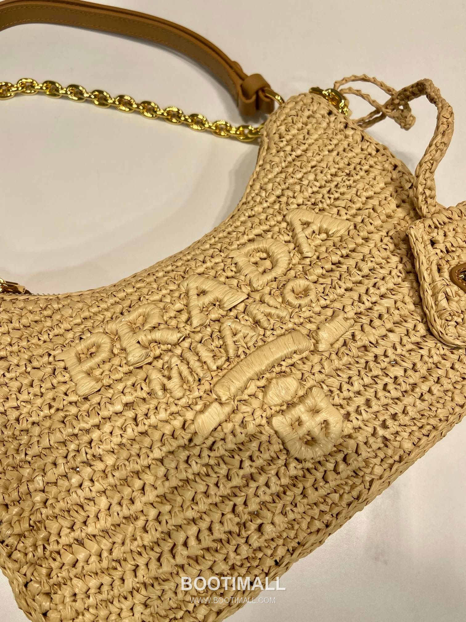 Prada Woven Logo Hobo Straw Beige Shoulder Bag 프라다 1BC204B 우븐 로고 호보 스트로 베이지 숄더백 23cm 7