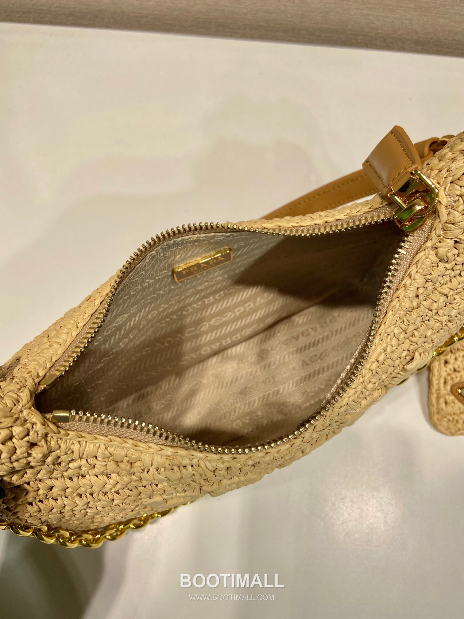 Prada Woven Logo Hobo Straw Beige Shoulder Bag 프라다 1BC204B 우븐 로고 호보 스트로 베이지 숄더백 23cm 8
