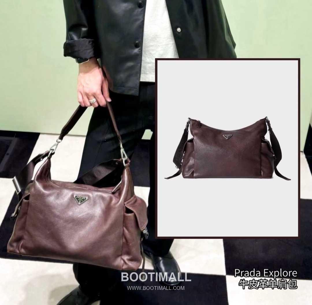 Prada Explore Leather Handbag 프라다 2VH206 익스플로어 레더 숄더백 31cm 12