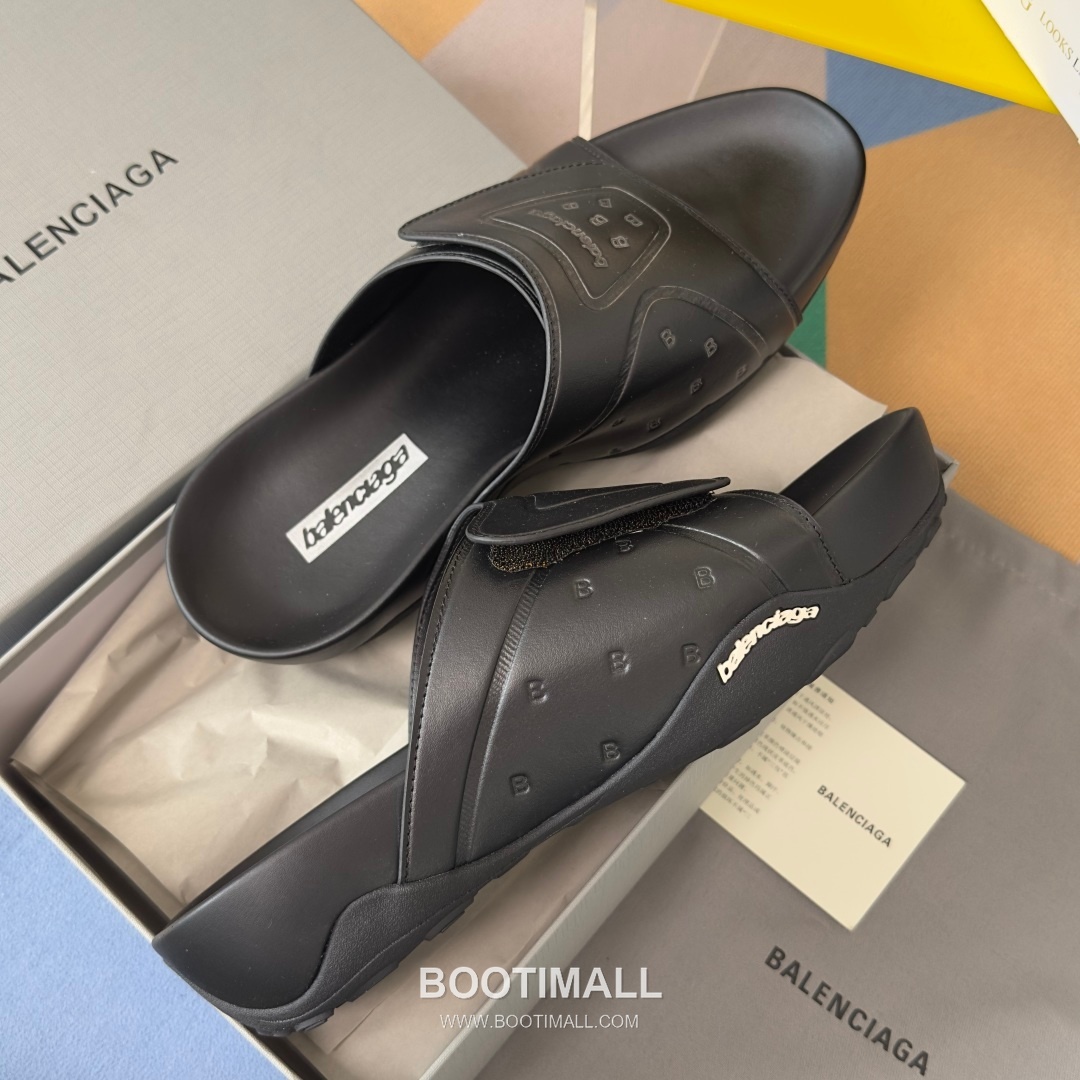 Balenciaga Monday Ultra Retro 3B Leather Textile Black Slides 발렌시아가 먼데이 울트라 레트로 3B 가죽 텍스타일 블랙 슬라이드 7