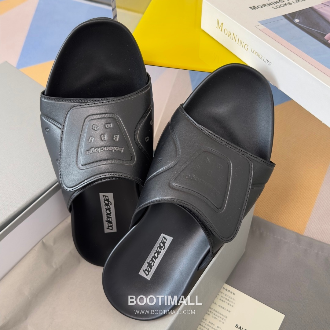 Balenciaga Monday Ultra Retro 3B Leather Textile Black Slides 발렌시아가 먼데이 울트라 레트로 3B 가죽 텍스타일 블랙 슬라이드 8