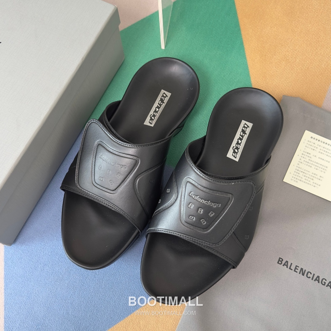 Balenciaga Monday Ultra Retro 3B Leather Textile Black Slides 발렌시아가 먼데이 울트라 레트로 3B 가죽 텍스타일 블랙 슬라이드 9