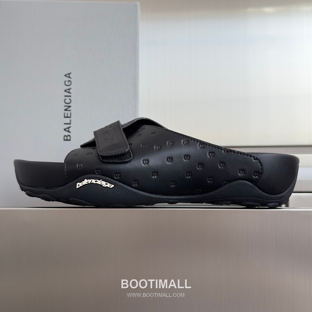 Balenciaga Monday Ultra Retro 3B Leather Textile Black Slides 발렌시아가 먼데이 울트라 레트로 3B 가죽 텍스타일 블랙 슬라이드 2