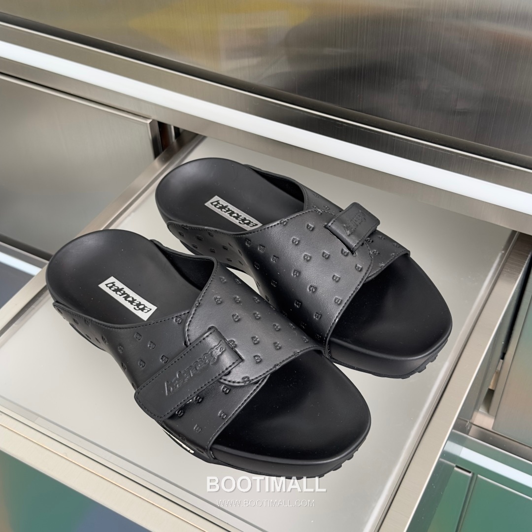 Balenciaga Monday Ultra Retro 3B Leather Textile Black Slides 발렌시아가 먼데이 울트라 레트로 3B 가죽 텍스타일 블랙 슬라이드 3