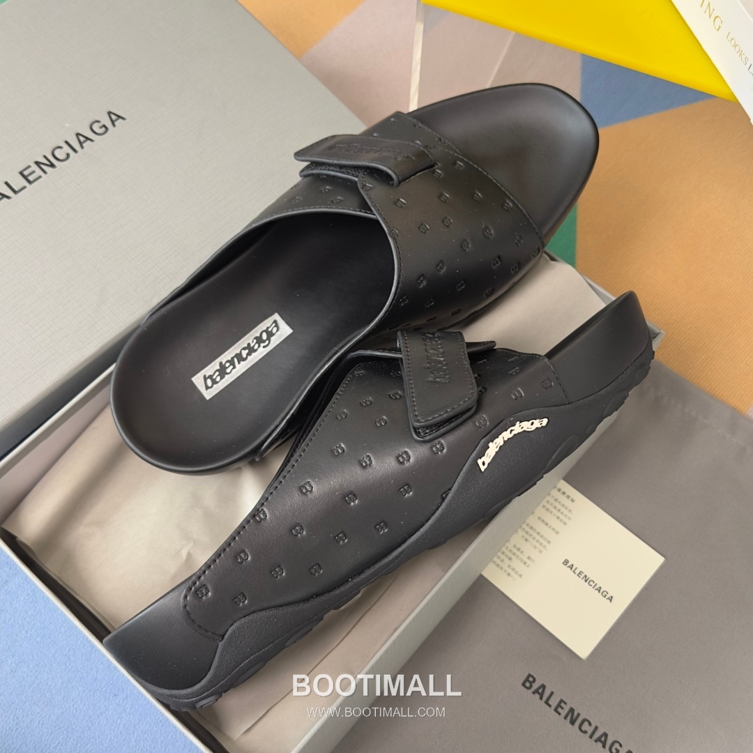Balenciaga Monday Ultra Retro 3B Leather Textile Black Slides 발렌시아가 먼데이 울트라 레트로 3B 가죽 텍스타일 블랙 슬라이드 7