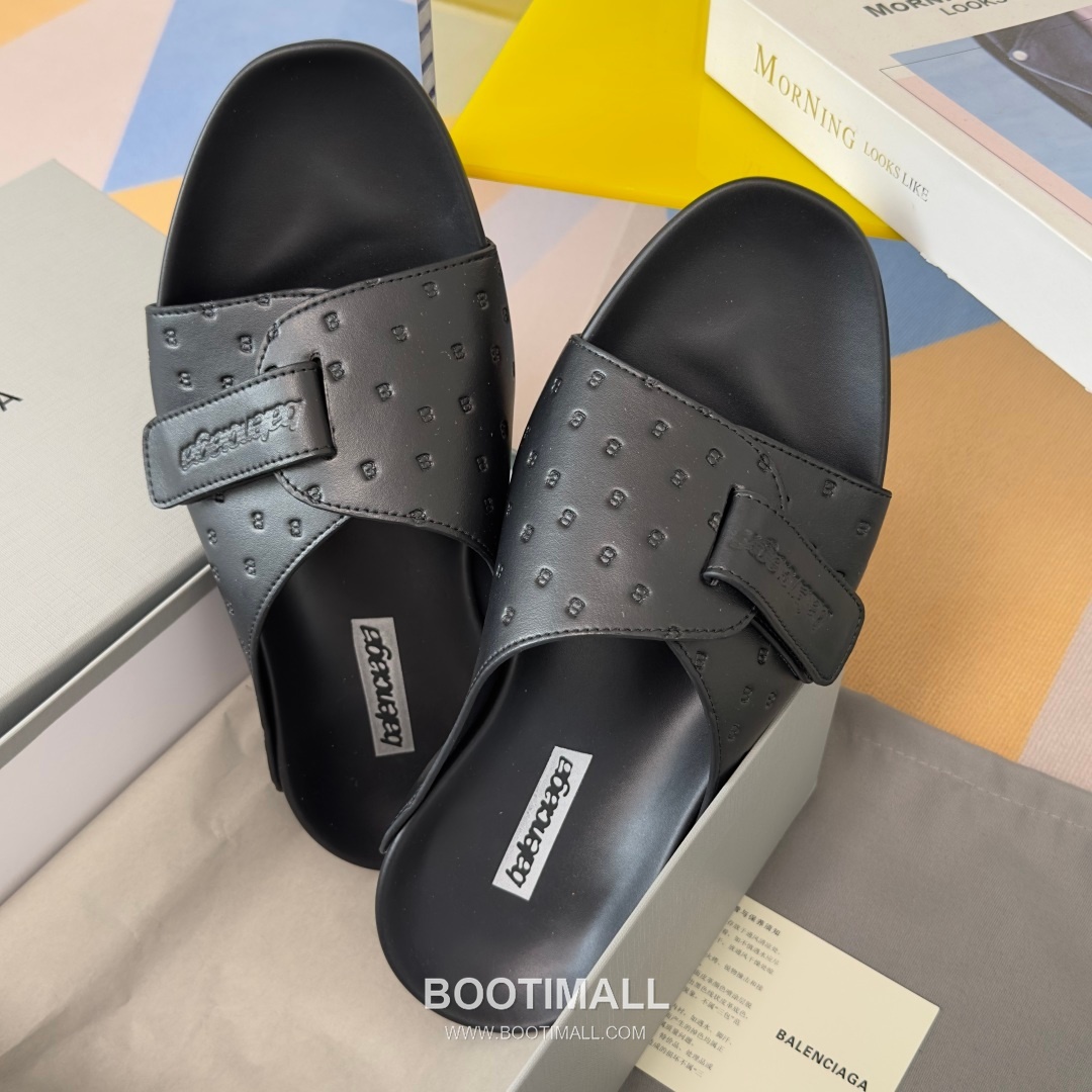 Balenciaga Monday Ultra Retro 3B Leather Textile Black Slides 발렌시아가 먼데이 울트라 레트로 3B 가죽 텍스타일 블랙 슬라이드 8