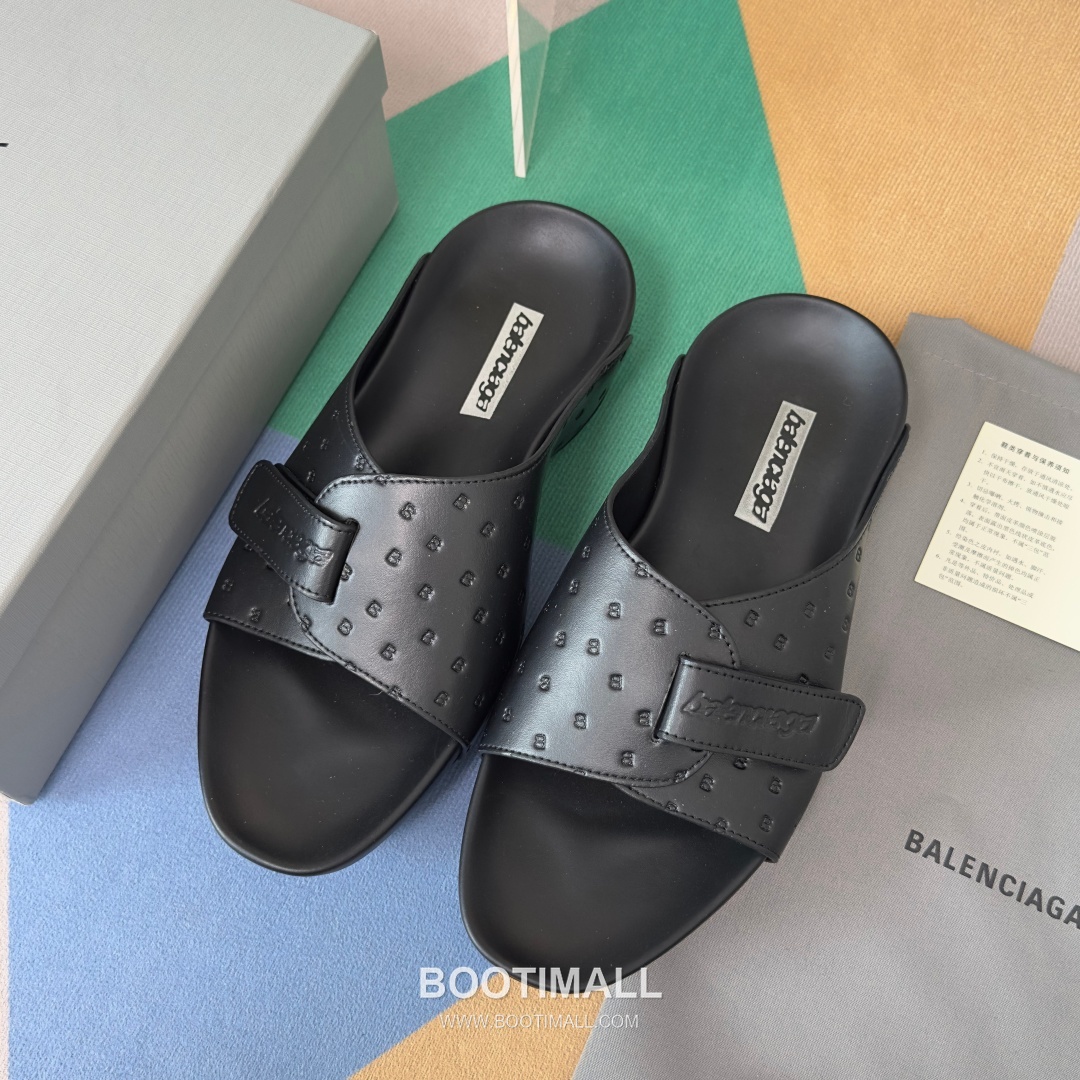 Balenciaga Monday Ultra Retro 3B Leather Textile Black Slides 발렌시아가 먼데이 울트라 레트로 3B 가죽 텍스타일 블랙 슬라이드 9