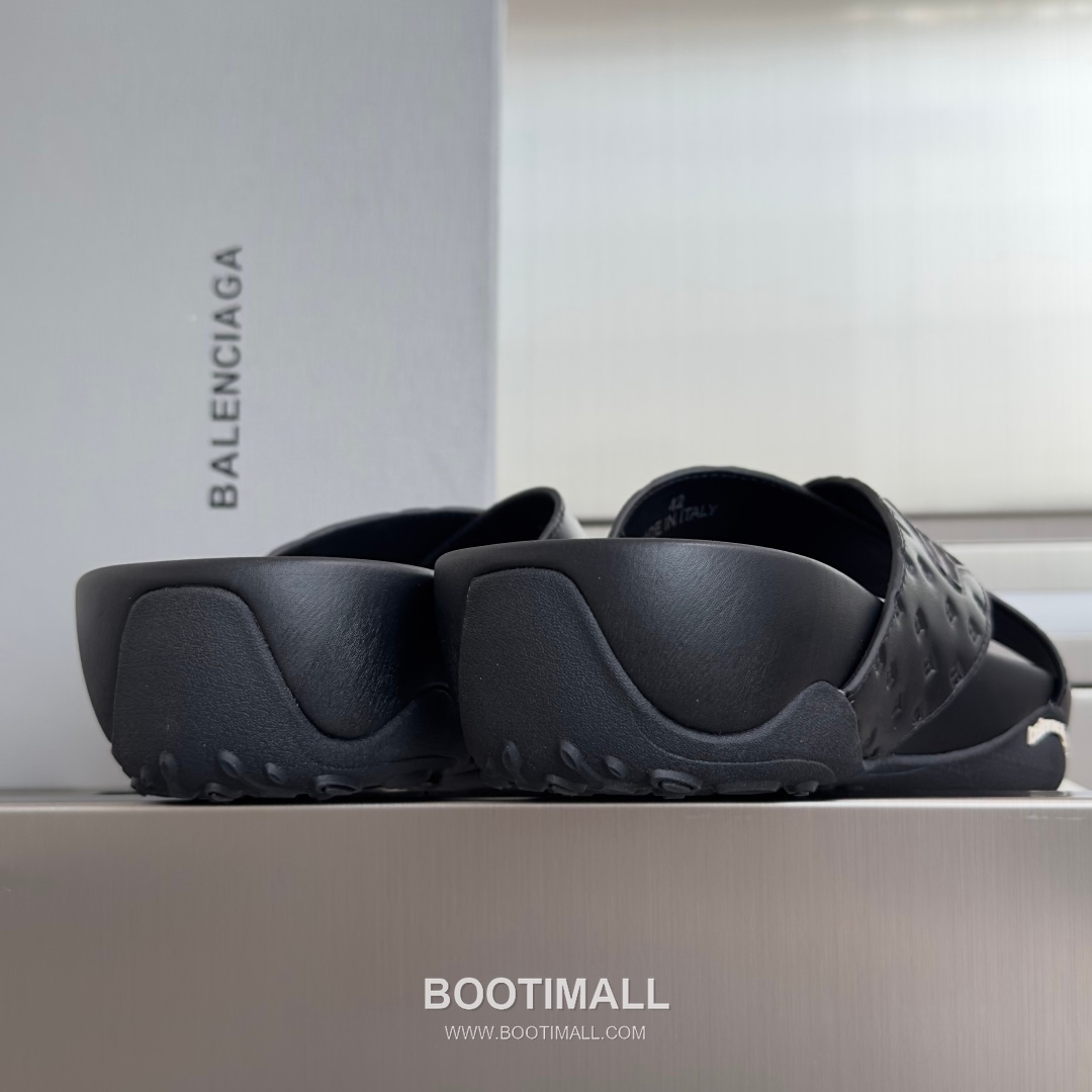 Balenciaga Monday Ultra Retro 3B Leather Textile Black Slides 발렌시아가 먼데이 울트라 레트로 3B 가죽 텍스타일 블랙 슬라이드 5