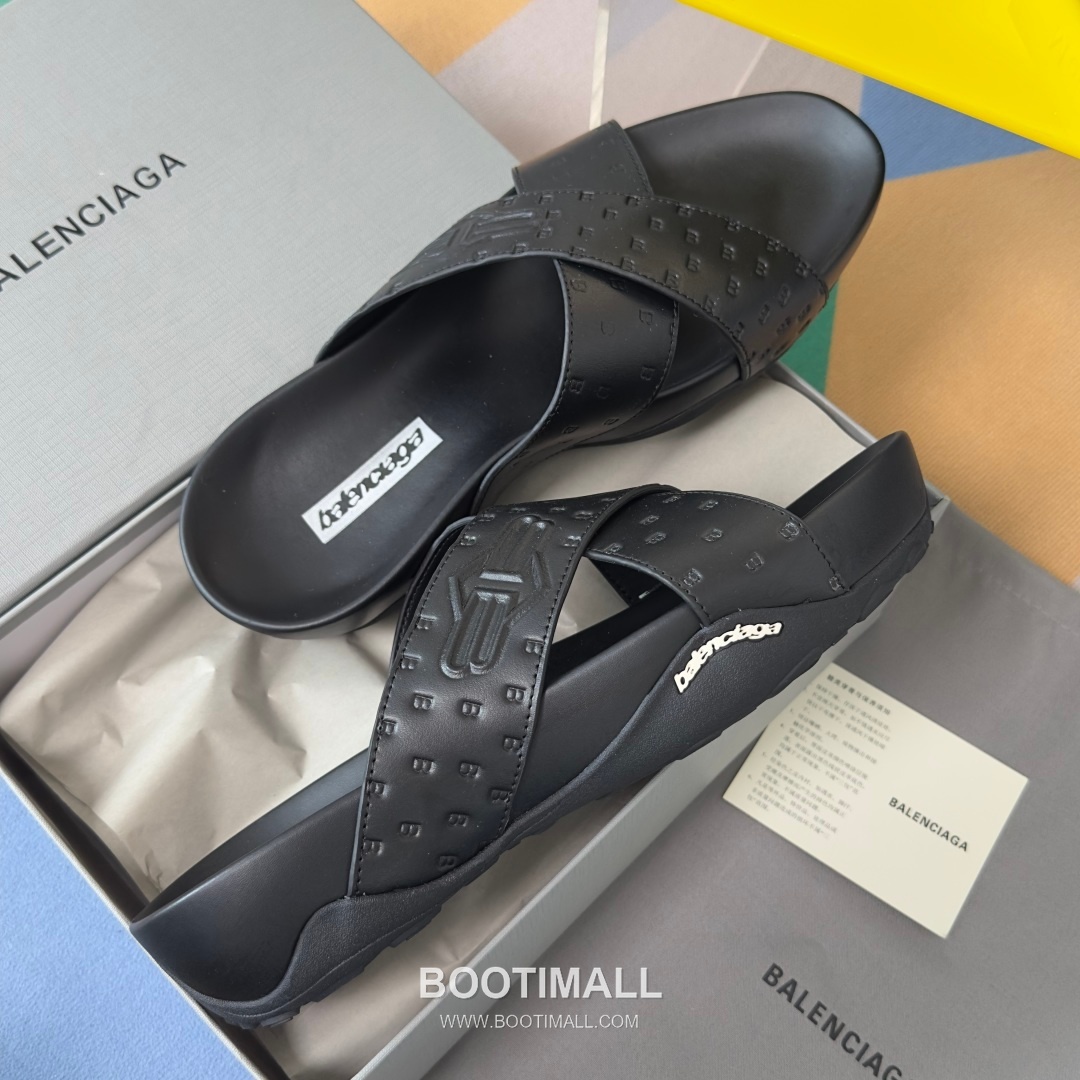 Balenciaga Monday Ultra Retro 3B Leather Textile Black Slides 발렌시아가 먼데이 울트라 레트로 3B 가죽 텍스타일 블랙 슬라이드 7