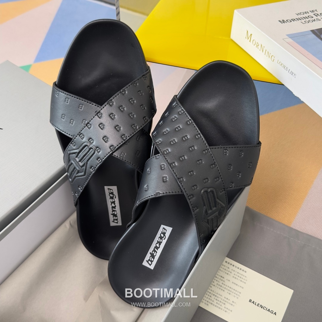 Balenciaga Monday Ultra Retro 3B Leather Textile Black Slides 발렌시아가 먼데이 울트라 레트로 3B 가죽 텍스타일 블랙 슬라이드 8
