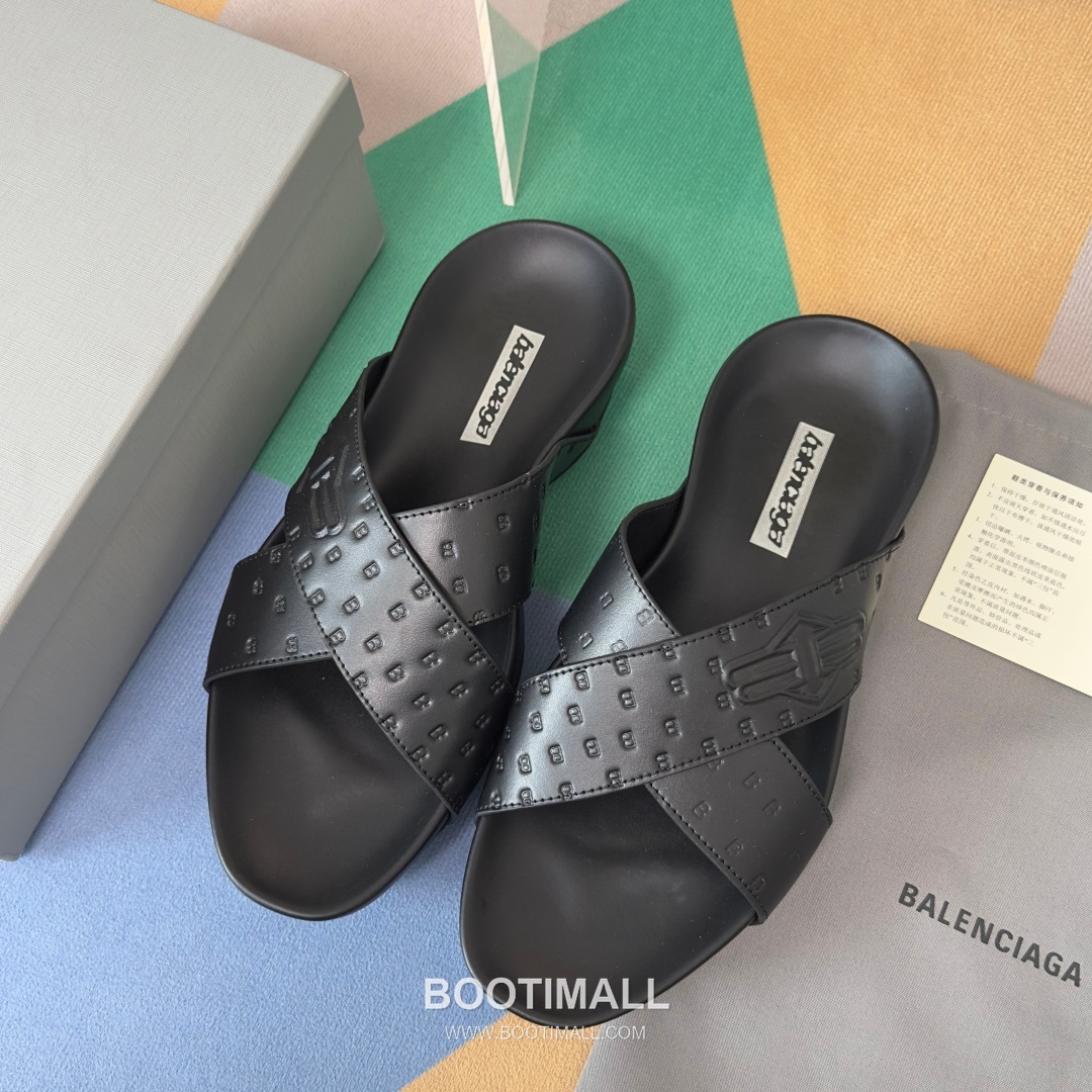 Balenciaga Monday Ultra Retro 3B Leather Textile Black Slides 발렌시아가 먼데이 울트라 레트로 3B 가죽 텍스타일 블랙 슬라이드 9