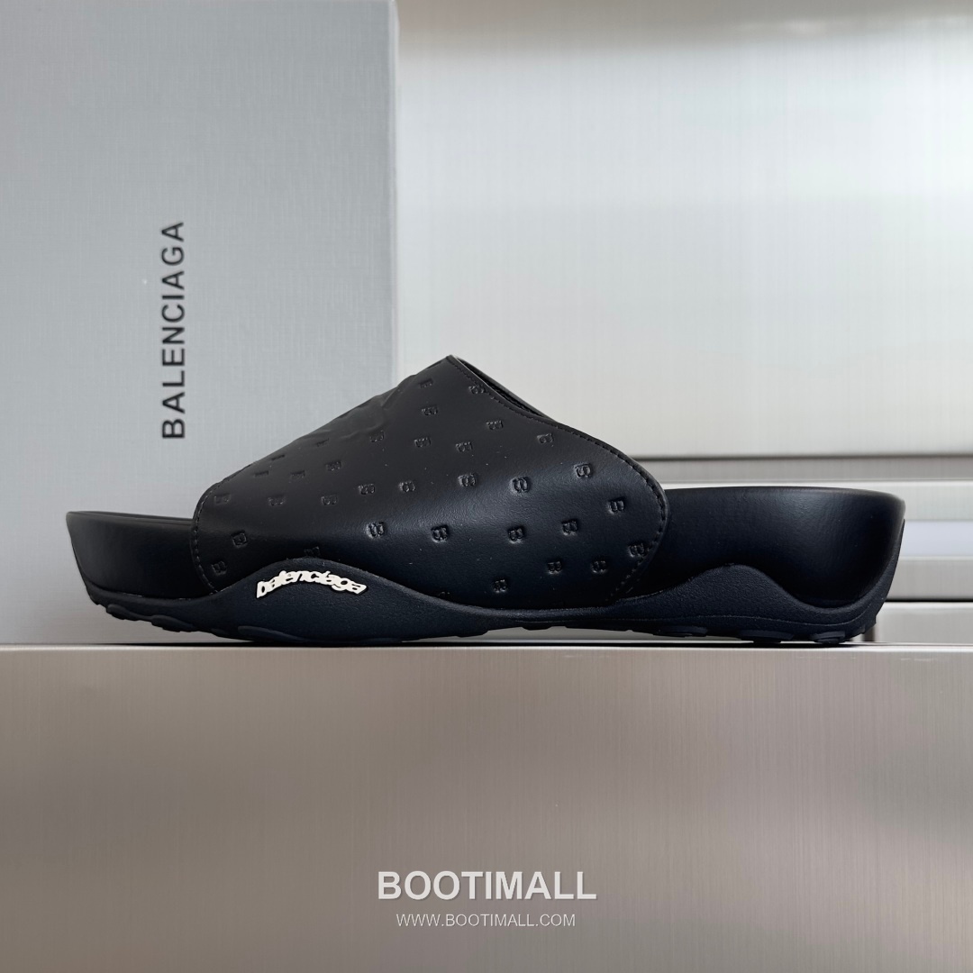 Balenciaga Monday Ultra Retro 3B Leather Textile Black Slides 발렌시아가 먼데이 울트라 레트로 3B 가죽 텍스타일 블랙 슬라이드 2