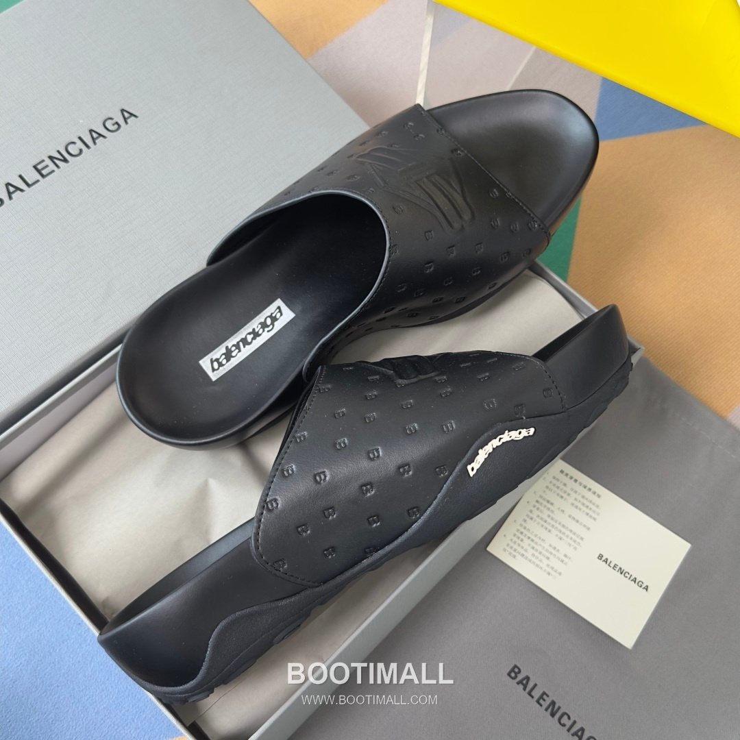 Balenciaga Monday Ultra Retro 3B Leather Textile Black Slides 발렌시아가 먼데이 울트라 레트로 3B 가죽 텍스타일 블랙 슬라이드 7