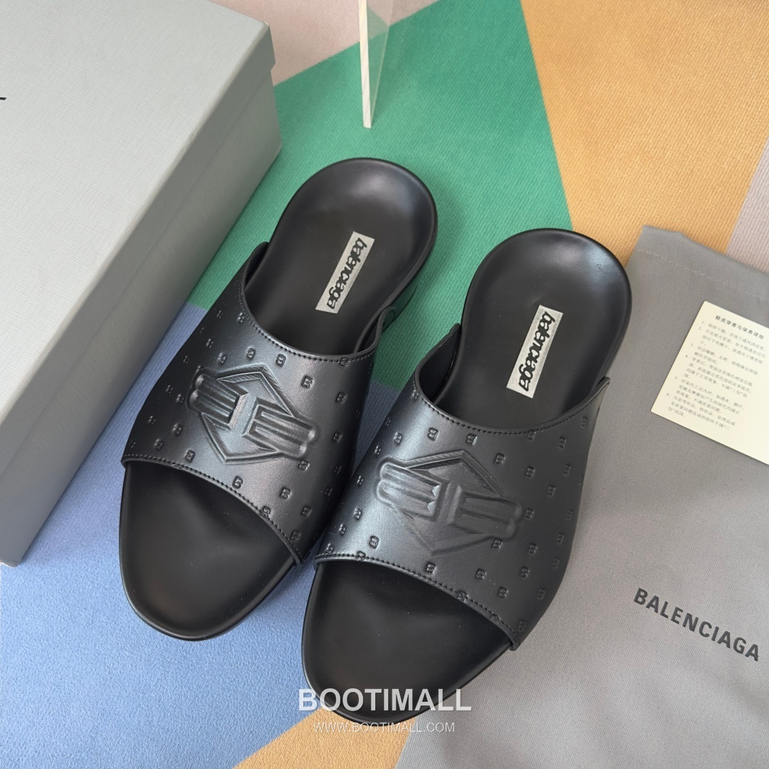 Balenciaga Monday Ultra Retro 3B Leather Textile Black Slides 발렌시아가 먼데이 울트라 레트로 3B 가죽 텍스타일 블랙 슬라이드 9