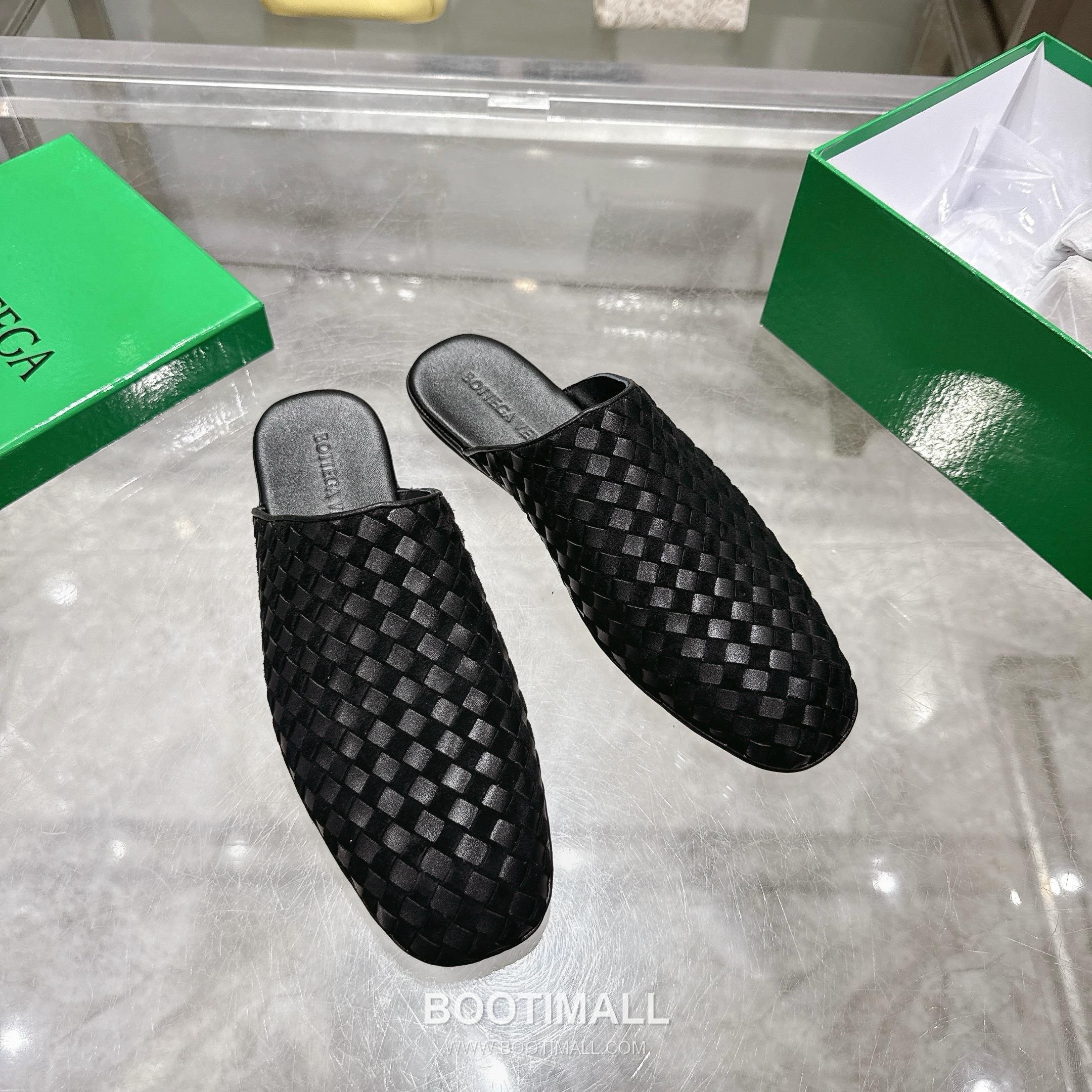 Bottega Veneta Bicolor Intrecciato Square-Toe Leather Black Slides 보테가 베네타 바이컬러 인트레치아토 스퀘어토 가죽 블랙 슬라이드 2