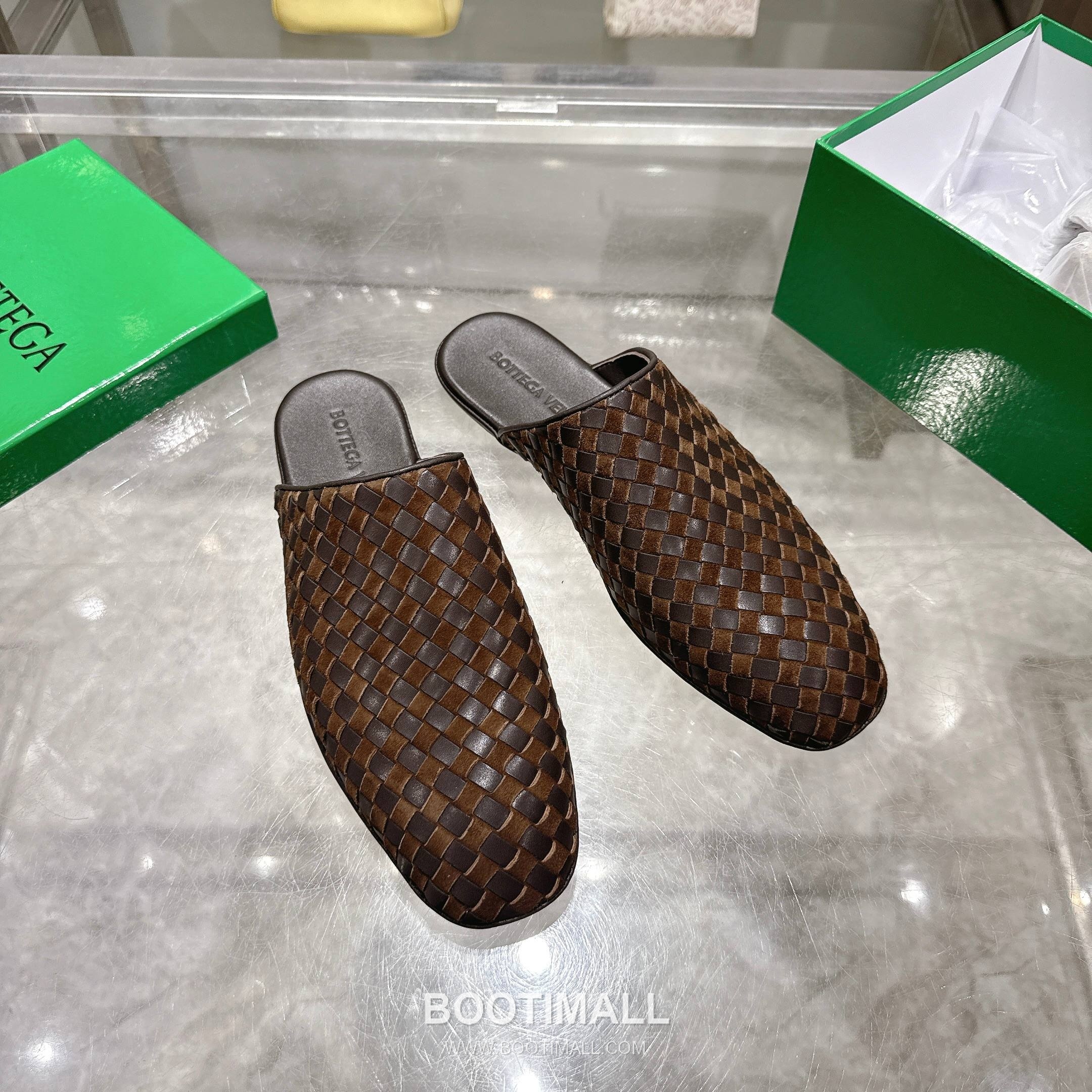 Bottega Veneta Bicolor Intrecciato Square-Toe Leather Black Slides 보테가 베네타 바이컬러 인트레치아토 스퀘어토 가죽 블랙 슬라이드 2