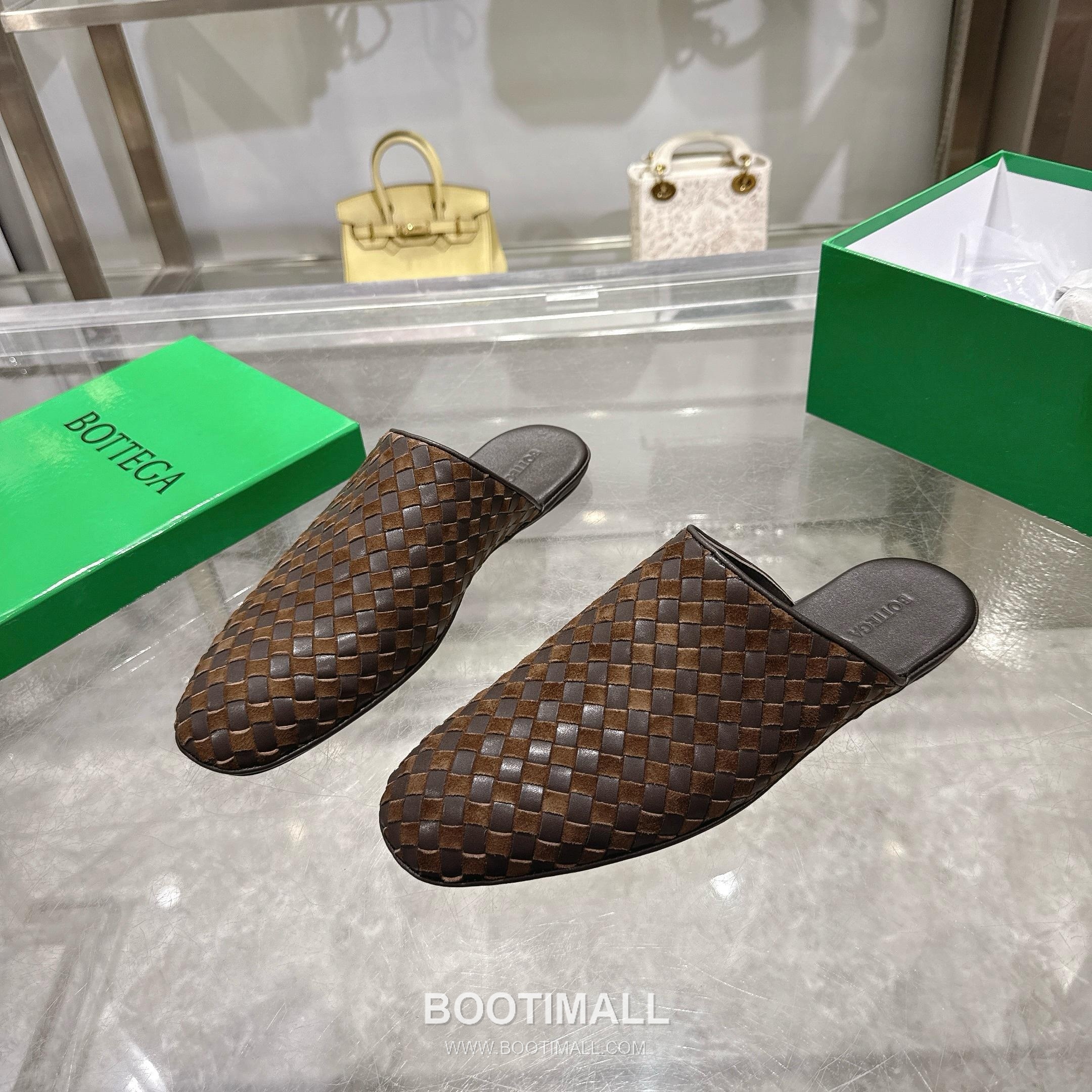 Bottega Veneta Bicolor Intrecciato Square-Toe Leather Black Slides 보테가 베네타 바이컬러 인트레치아토 스퀘어토 가죽 블랙 슬라이드 3