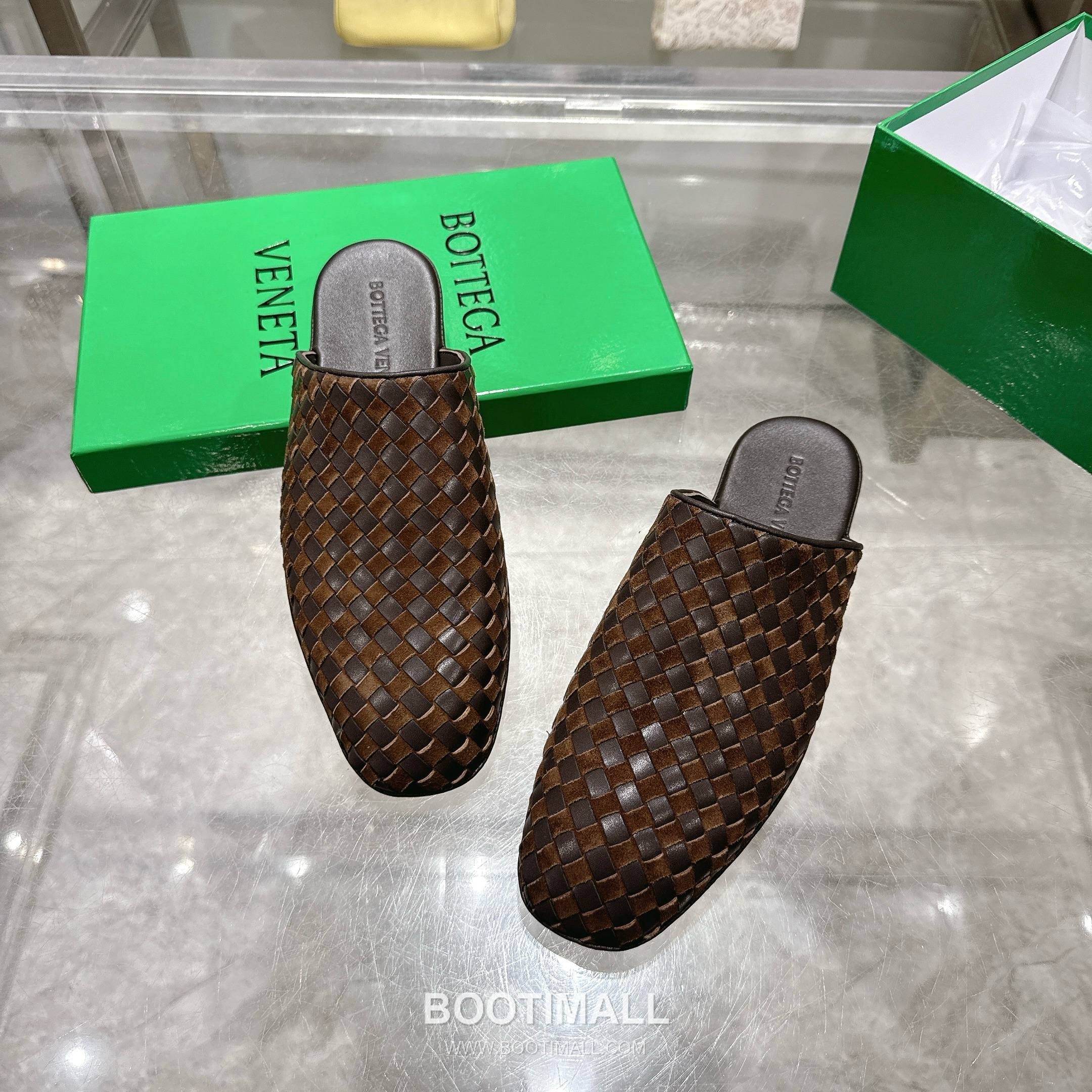 Bottega Veneta Bicolor Intrecciato Square-Toe Leather Black Slides 보테가 베네타 바이컬러 인트레치아토 스퀘어토 가죽 블랙 슬라이드 4