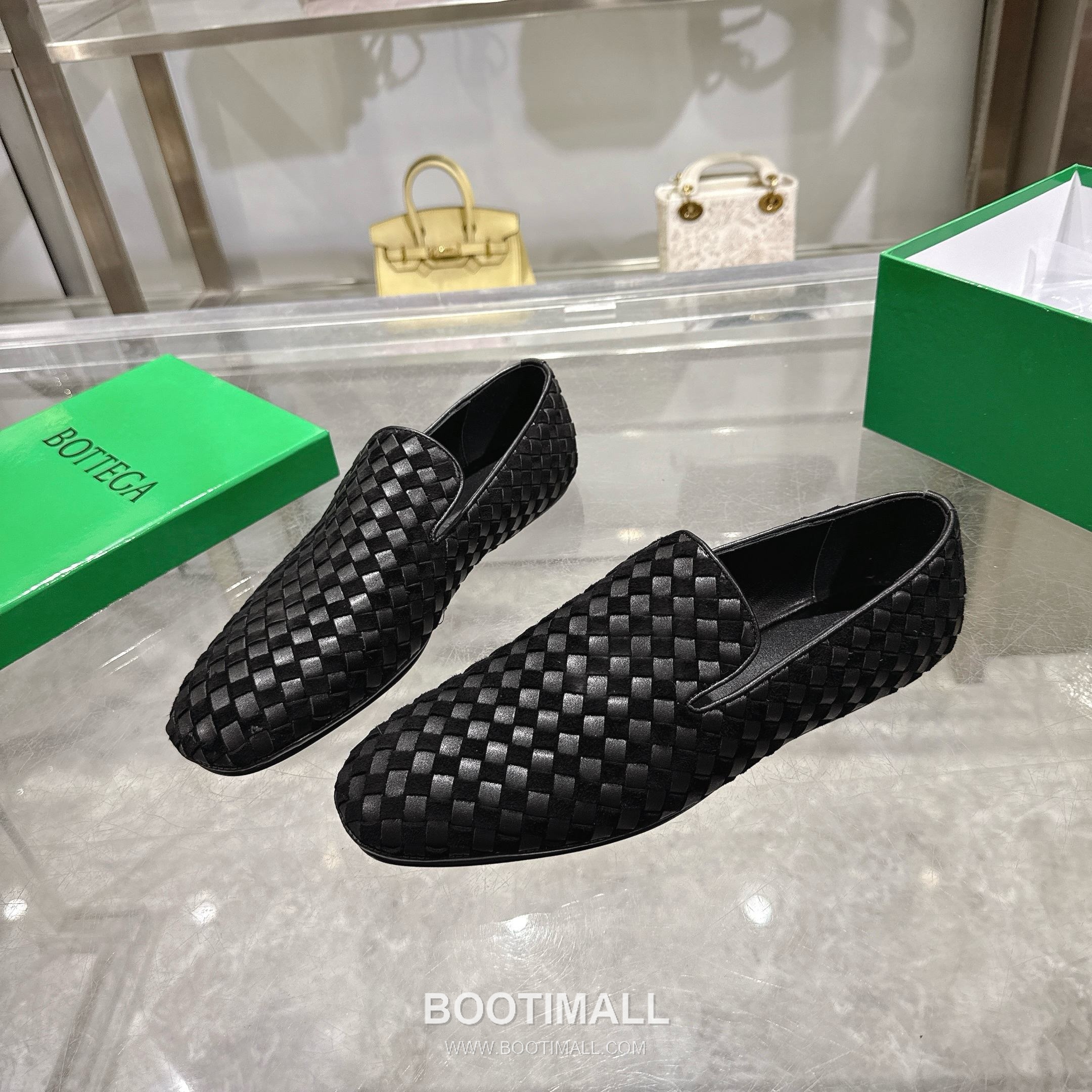 Bottega Veneta Bicolor Intrecciato Square-Toe Leather Black Slides 보테가 베네타 바이컬러 인트레치아토 스퀘어토 가죽 블랙 슬라이드 3