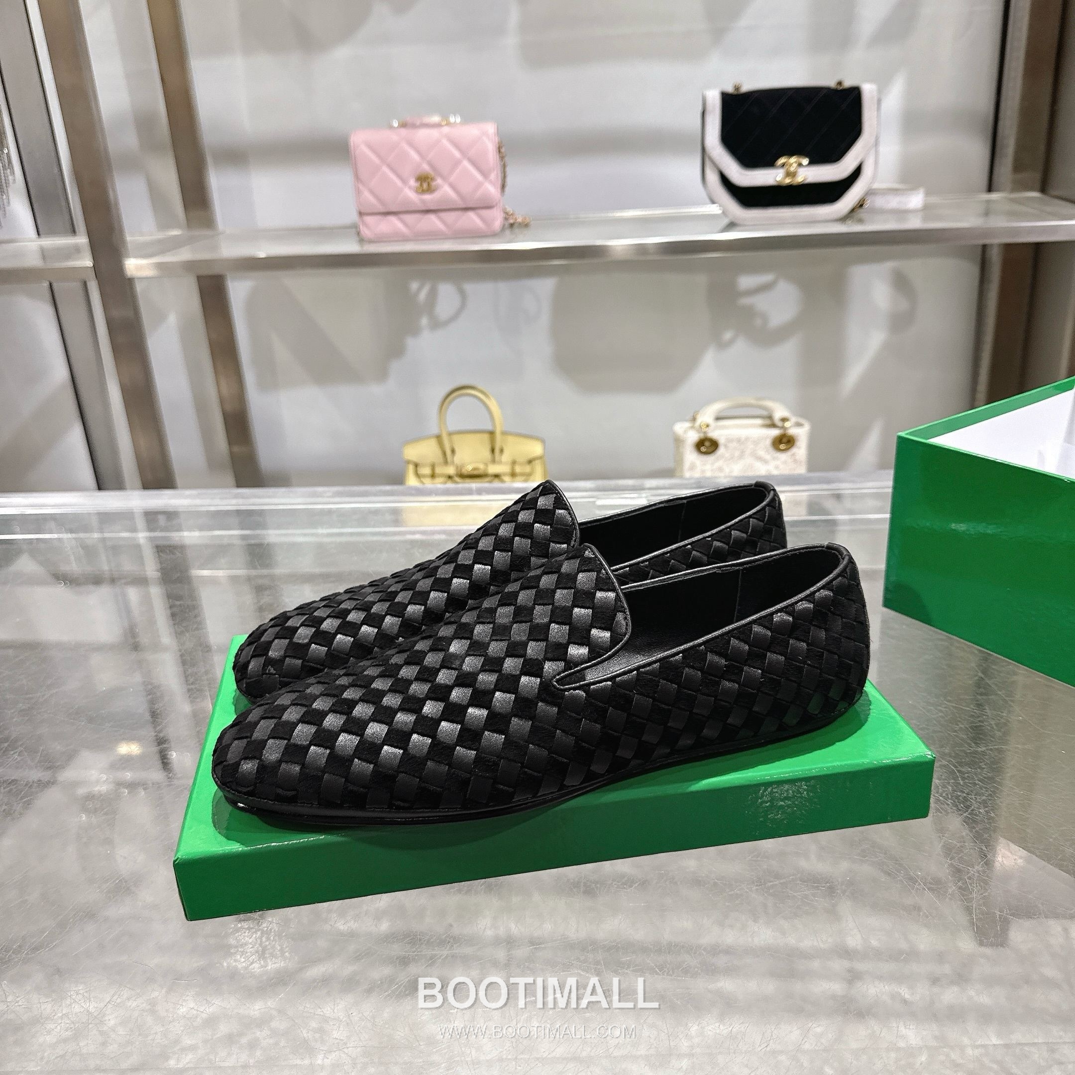 Bottega Veneta Bicolor Intrecciato Square-Toe Leather Black Slides 보테가 베네타 바이컬러 인트레치아토 스퀘어토 가죽 블랙 슬라이드 6