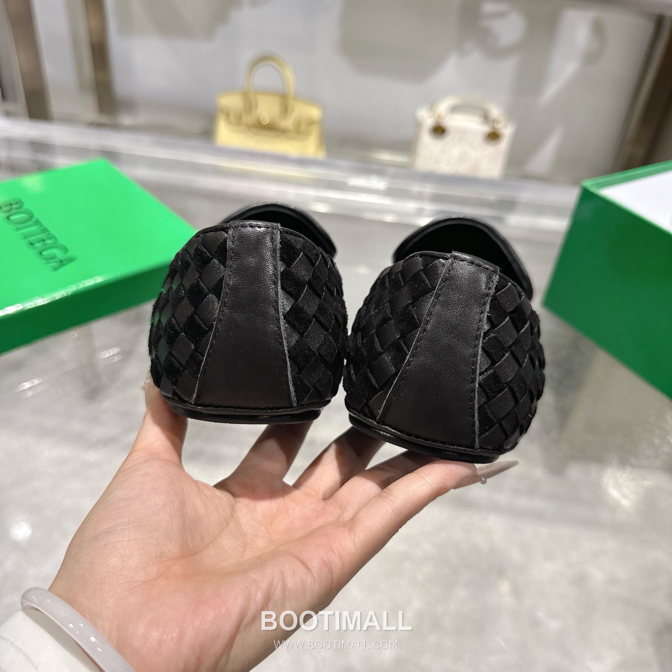 Bottega Veneta Bicolor Intrecciato Square-Toe Leather Black Slides 보테가 베네타 바이컬러 인트레치아토 스퀘어토 가죽 블랙 슬라이드 8