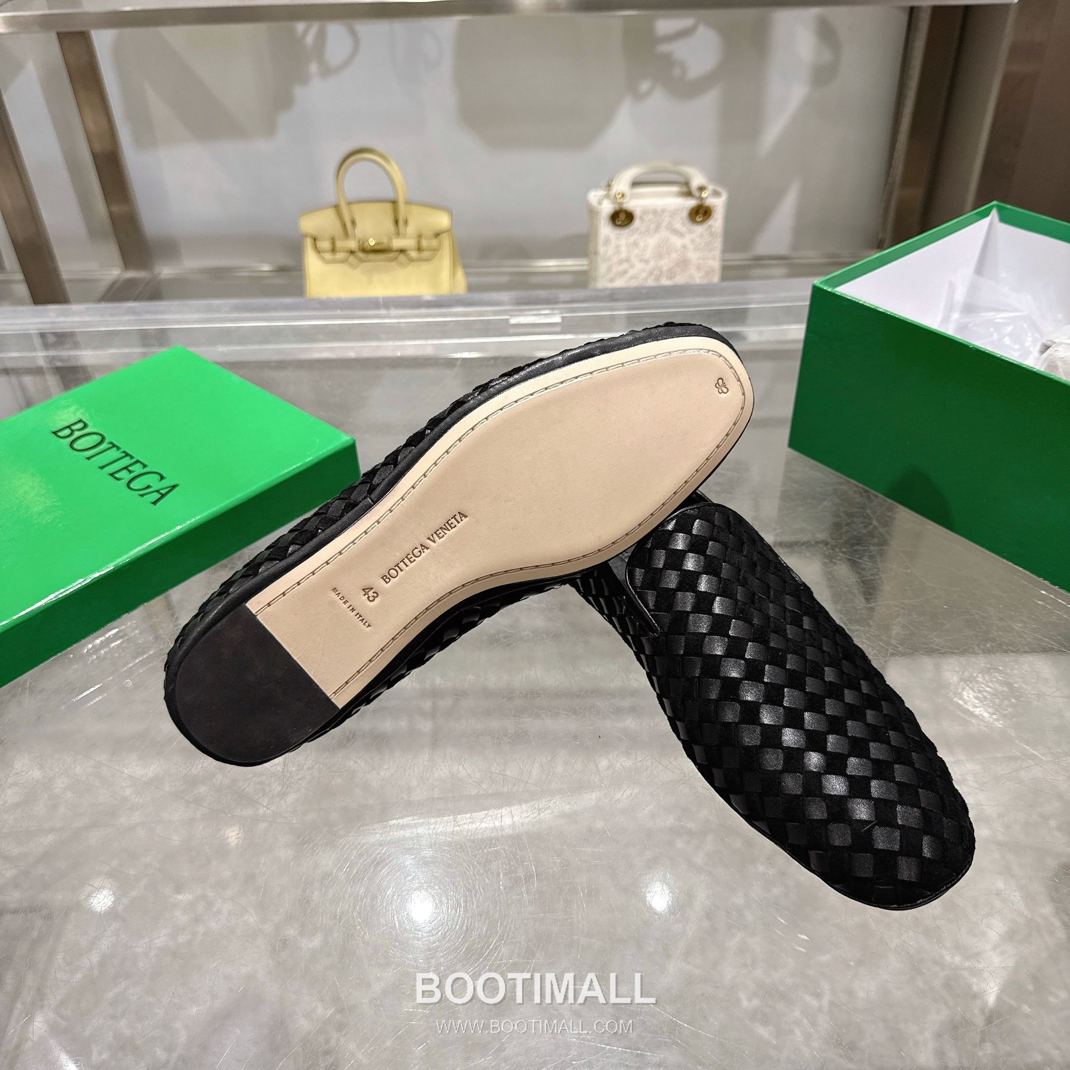 Bottega Veneta Bicolor Intrecciato Square-Toe Leather Black Slides 보테가 베네타 바이컬러 인트레치아토 스퀘어토 가죽 블랙 슬라이드 9