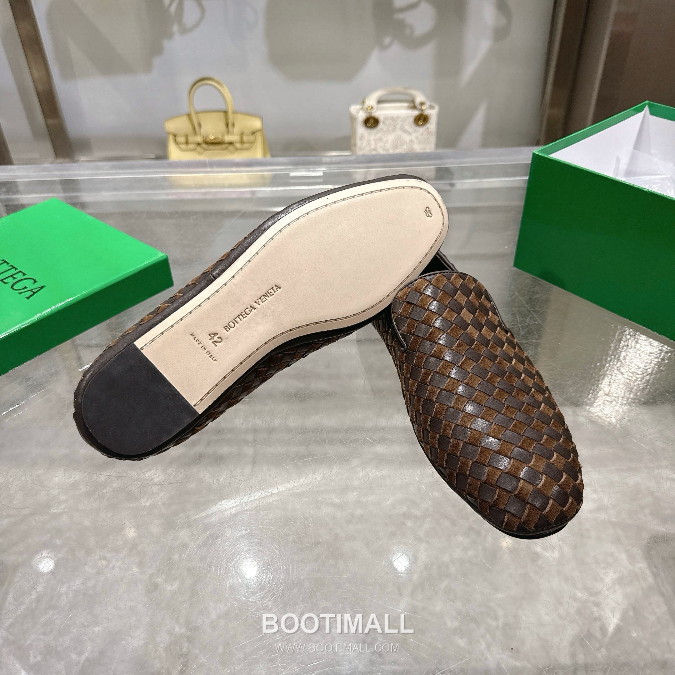 Bottega Veneta Bicolor Intrecciato Square-Toe Leather Black Slides 보테가 베네타 바이컬러 인트레치아토 스퀘어토 가죽 블랙 슬라이드 8