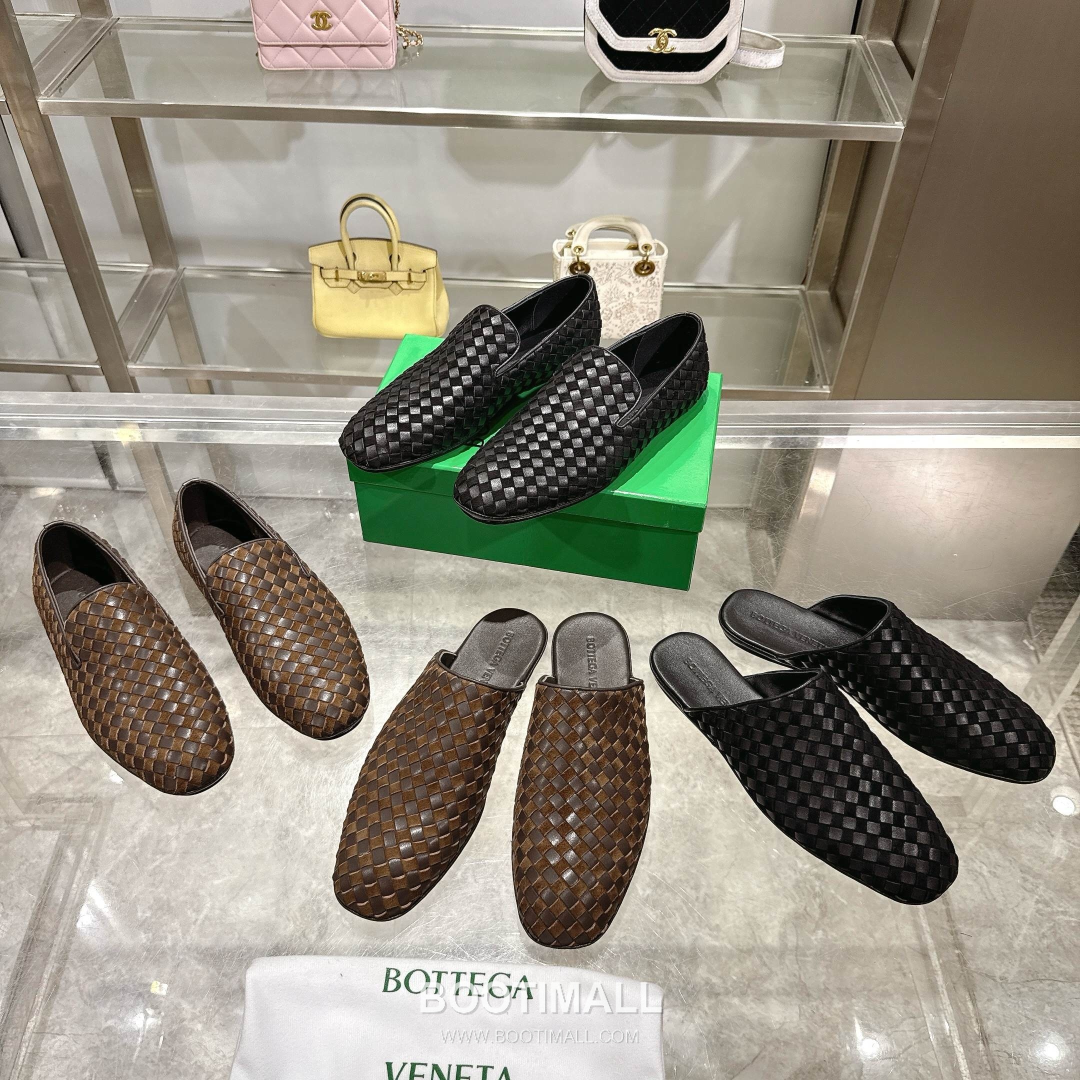 Bottega Veneta Bicolor Intrecciato Square-Toe Leather Black Slides 보테가 베네타 바이컬러 인트레치아토 스퀘어토 가죽 블랙 슬라이드 9