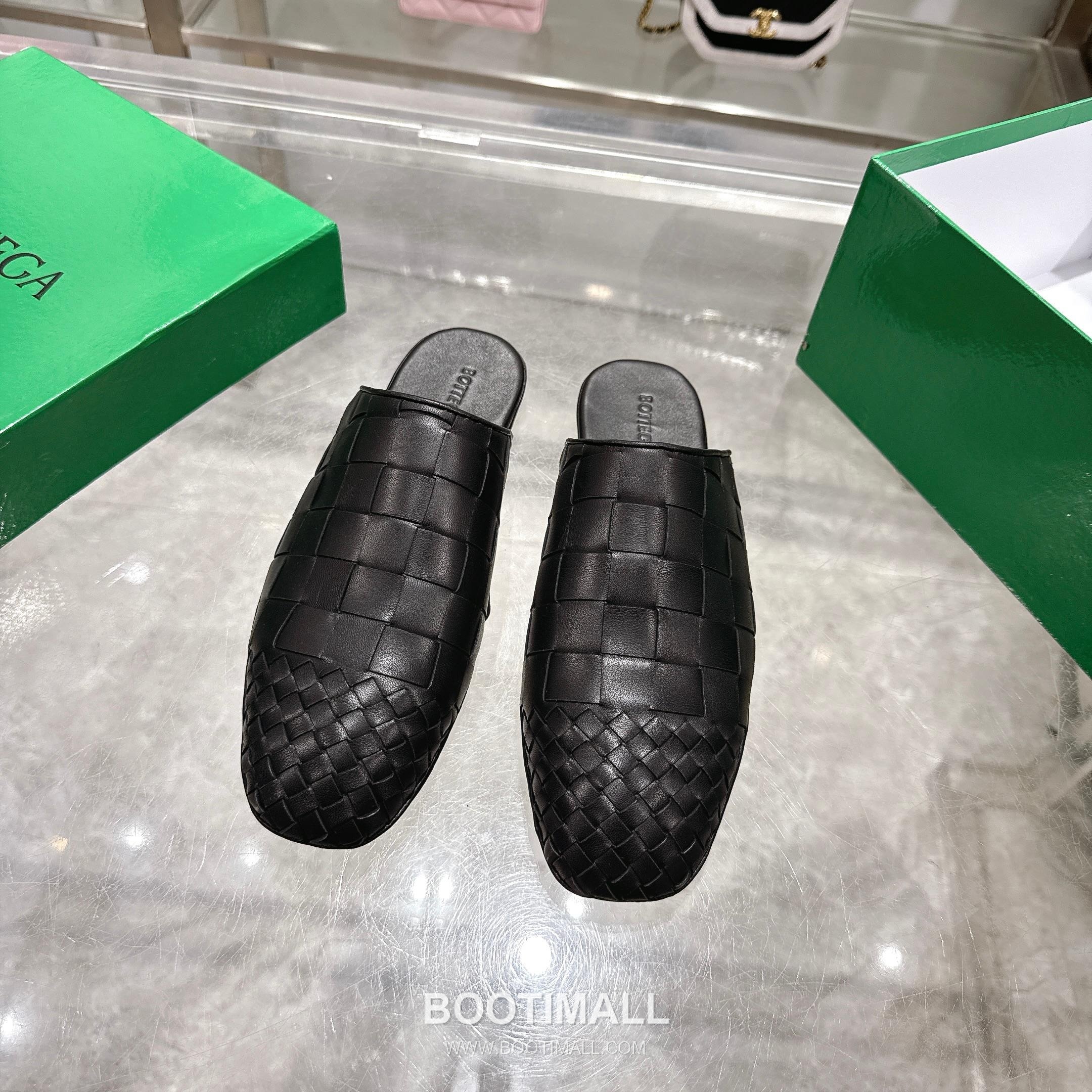 Bottega Veneta Bicolor Intrecciato Square-Toe Leather Black Slides 보테가 베네타 바이컬러 인트레치아토 스퀘어토 가죽 블랙 슬라이드 2