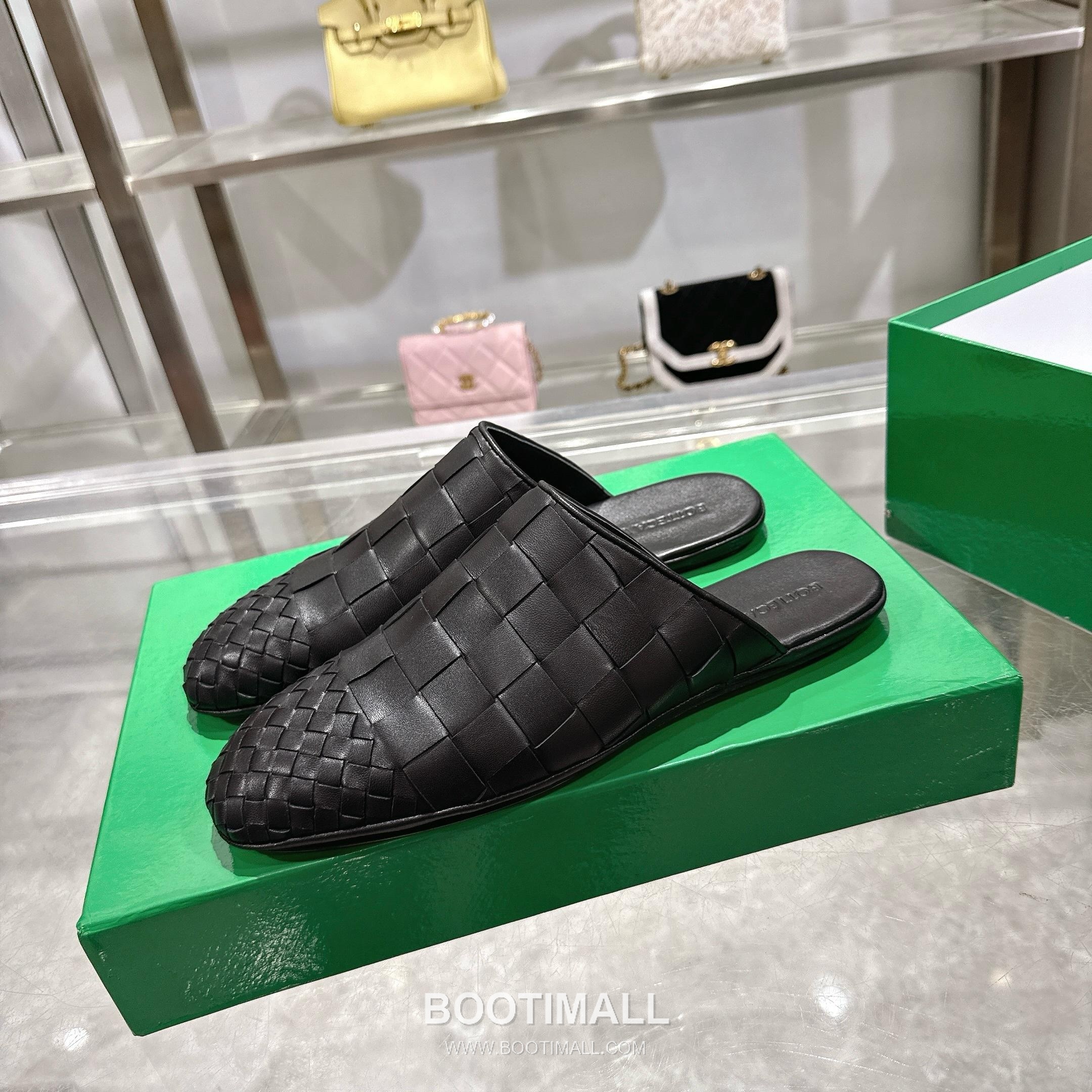 Bottega Veneta Bicolor Intrecciato Square-Toe Leather Black Slides 보테가 베네타 바이컬러 인트레치아토 스퀘어토 가죽 블랙 슬라이드 3