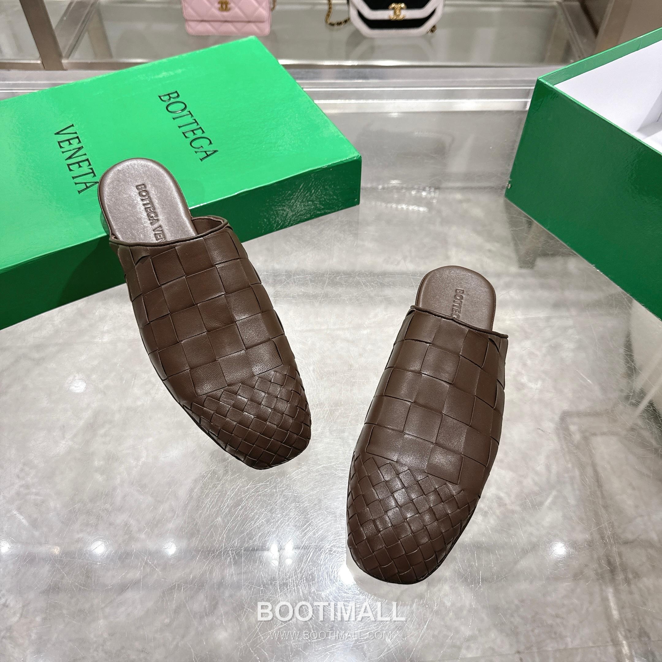 Bottega Veneta Bicolor Intrecciato Square-Toe Leather Black Slides 보테가 베네타 바이컬러 인트레치아토 스퀘어토 가죽 블랙 슬라이드 4