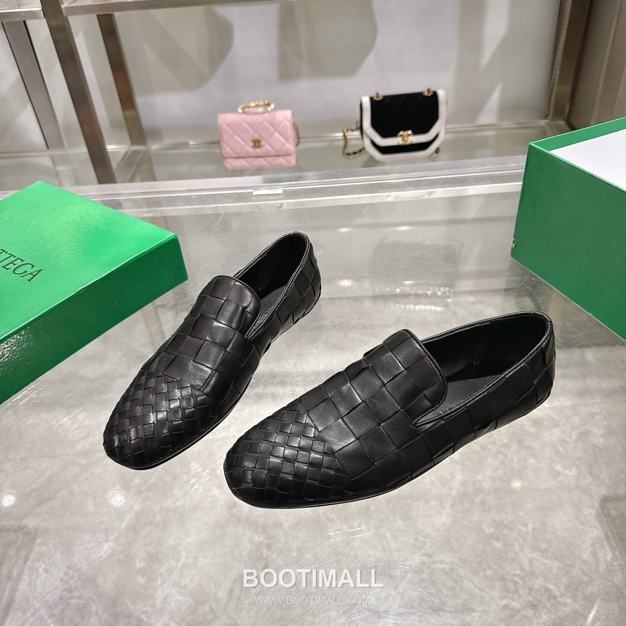 Bottega Veneta Bicolor Intrecciato Square-Toe Leather Black Slides 보테가 베네타 바이컬러 인트레치아토 스퀘어토 가죽 블랙 슬라이드 4