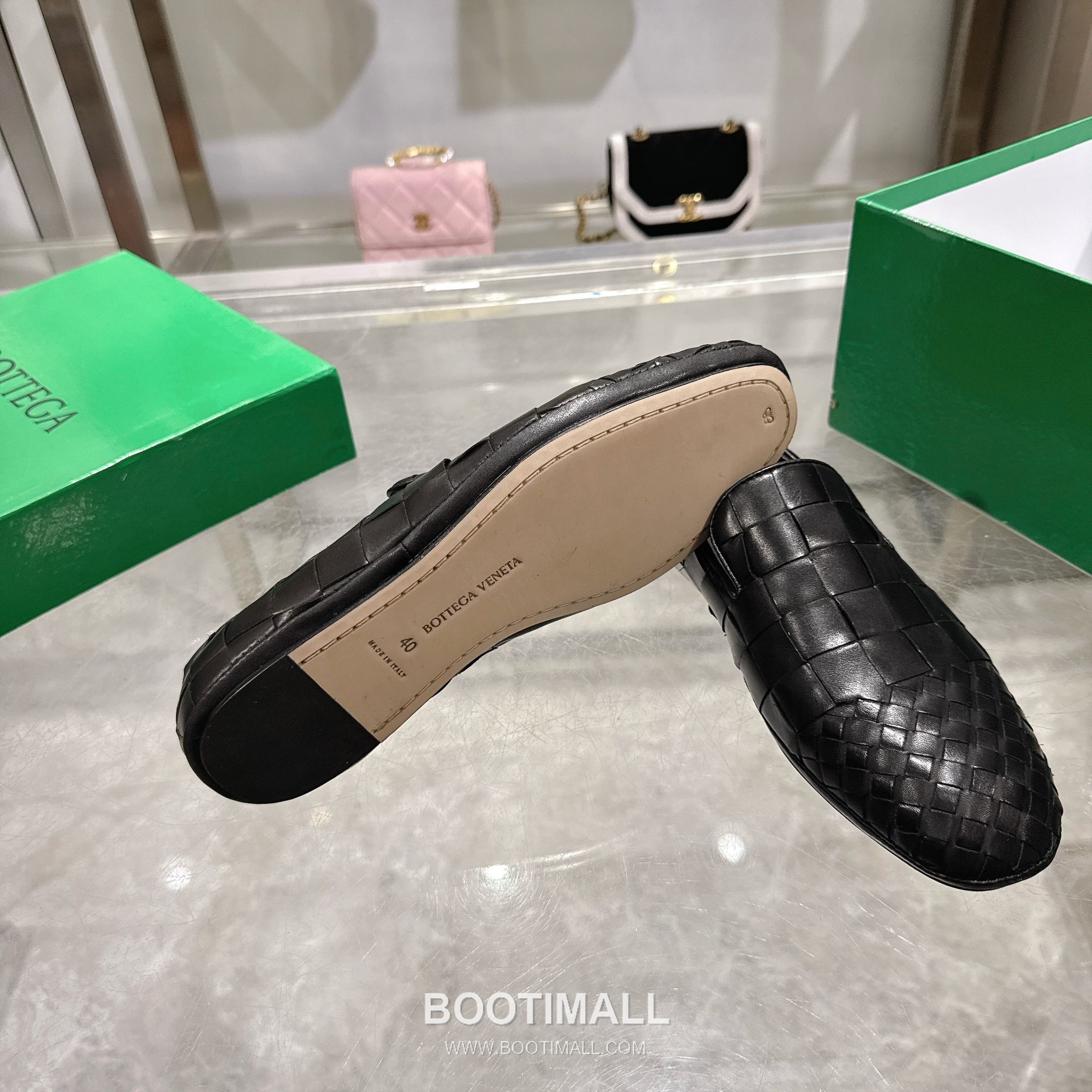 Bottega Veneta Bicolor Intrecciato Square-Toe Leather Black Slides 보테가 베네타 바이컬러 인트레치아토 스퀘어토 가죽 블랙 슬라이드 6