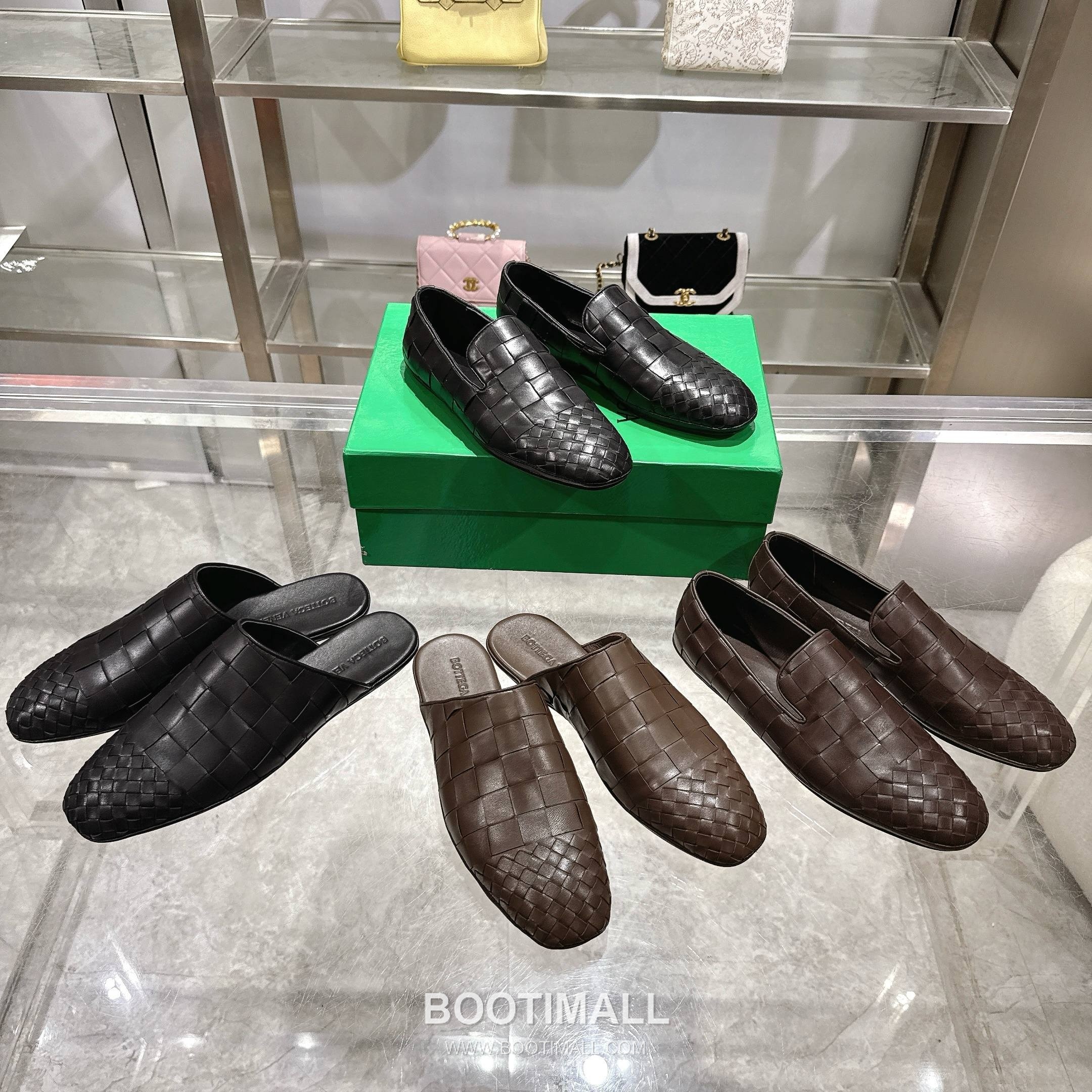 Bottega Veneta Bicolor Intrecciato Square-Toe Leather Black Slides 보테가 베네타 바이컬러 인트레치아토 스퀘어토 가죽 블랙 슬라이드 9