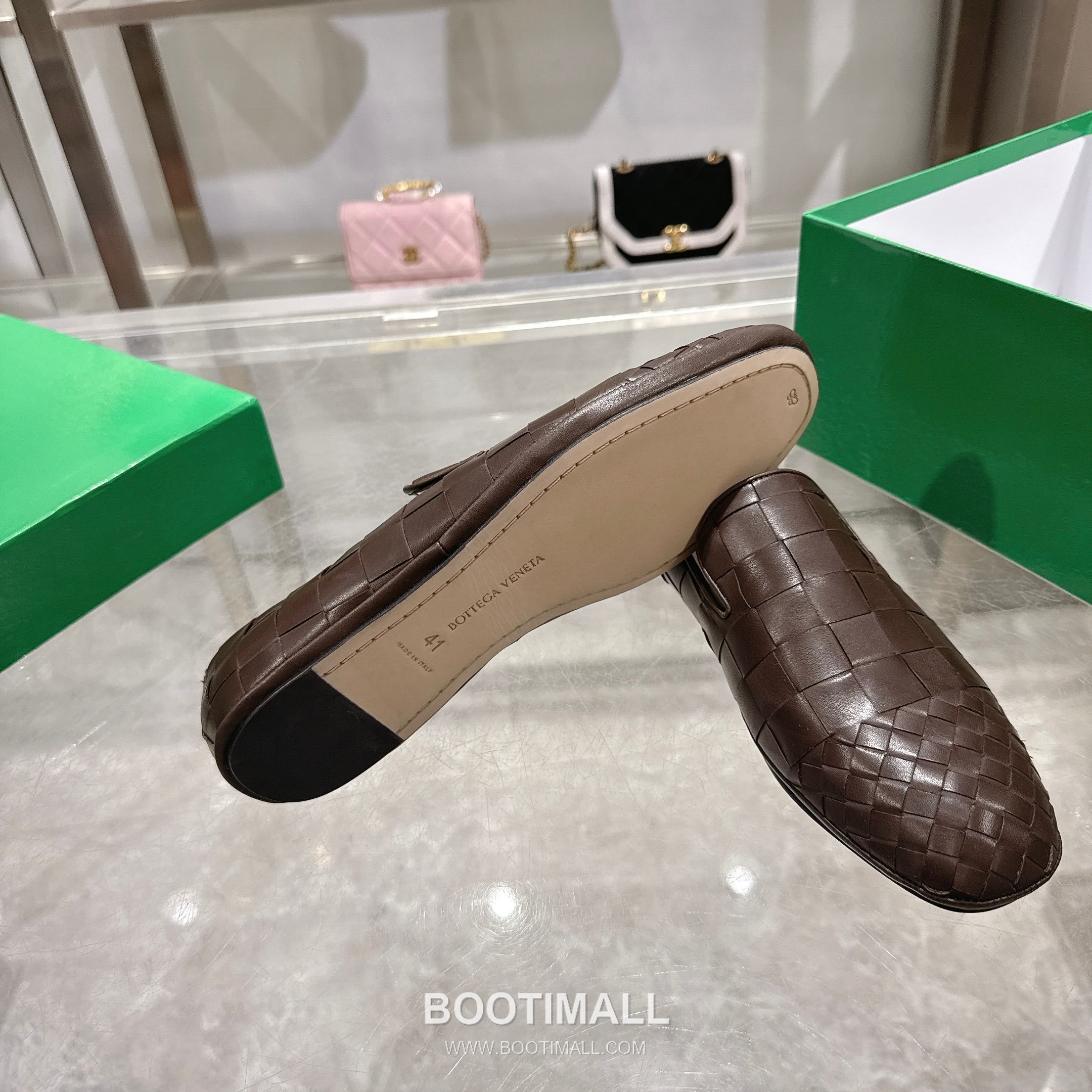 Bottega Veneta Bicolor Intrecciato Square-Toe Leather Black Slides 보테가 베네타 바이컬러 인트레치아토 스퀘어토 가죽 블랙 슬라이드 8