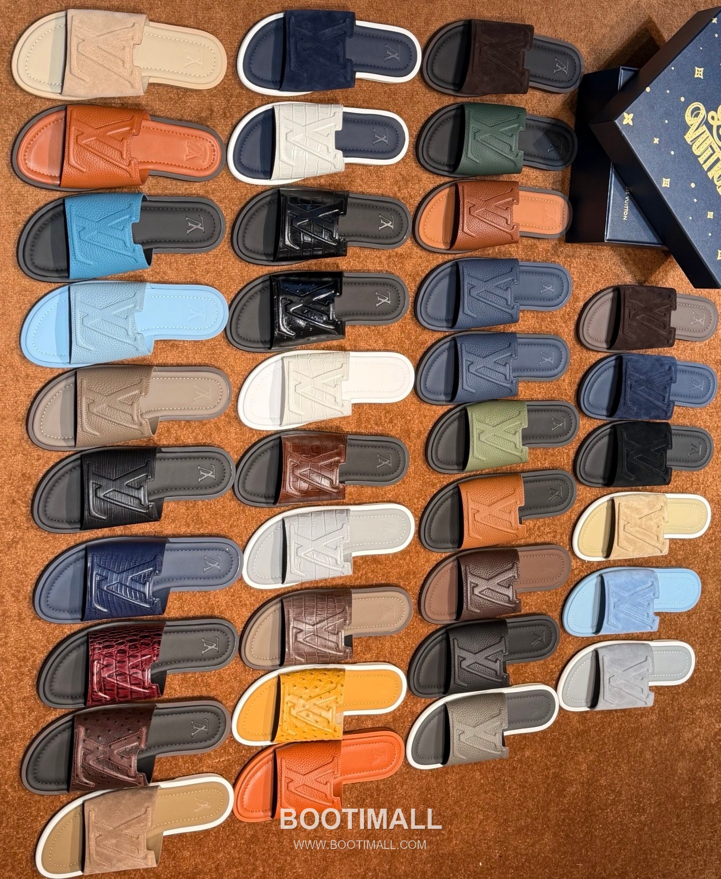 Louis Vuitton Oasis Monogram 5D Logo Calfskin Blue Slides 루이비통 오아시스 모노그램 5D 로고 송아지가죽 블루 슬라이드 9