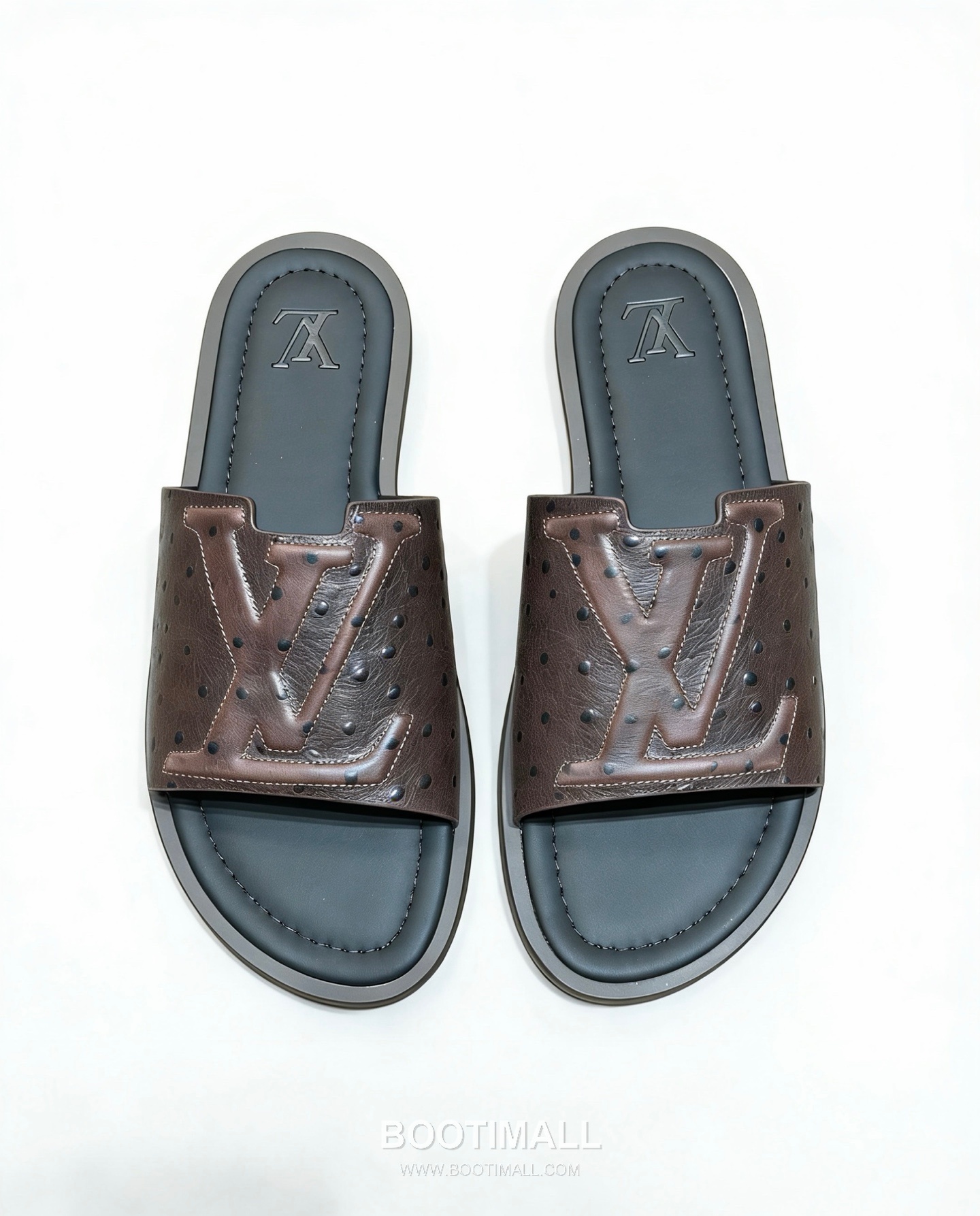 Louis Vuitton Oasis Monogram 5D Logo Calfskin Blue Slides 루이비통 오아시스 모노그램 5D 로고 송아지가죽 블루 슬라이드 2